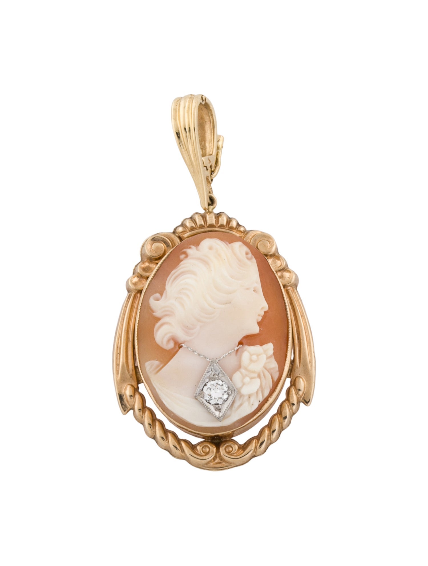 Pendant Shell & Diamond Cameo Pendant
