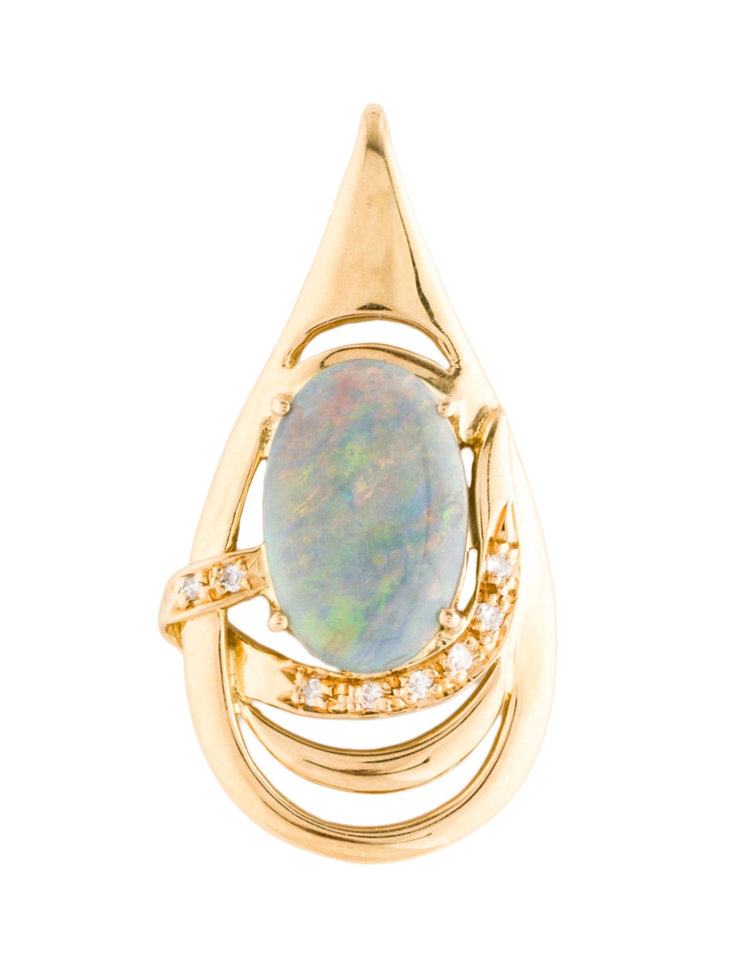 Pendant 18K 3.26ct Opal & Diamond Slide