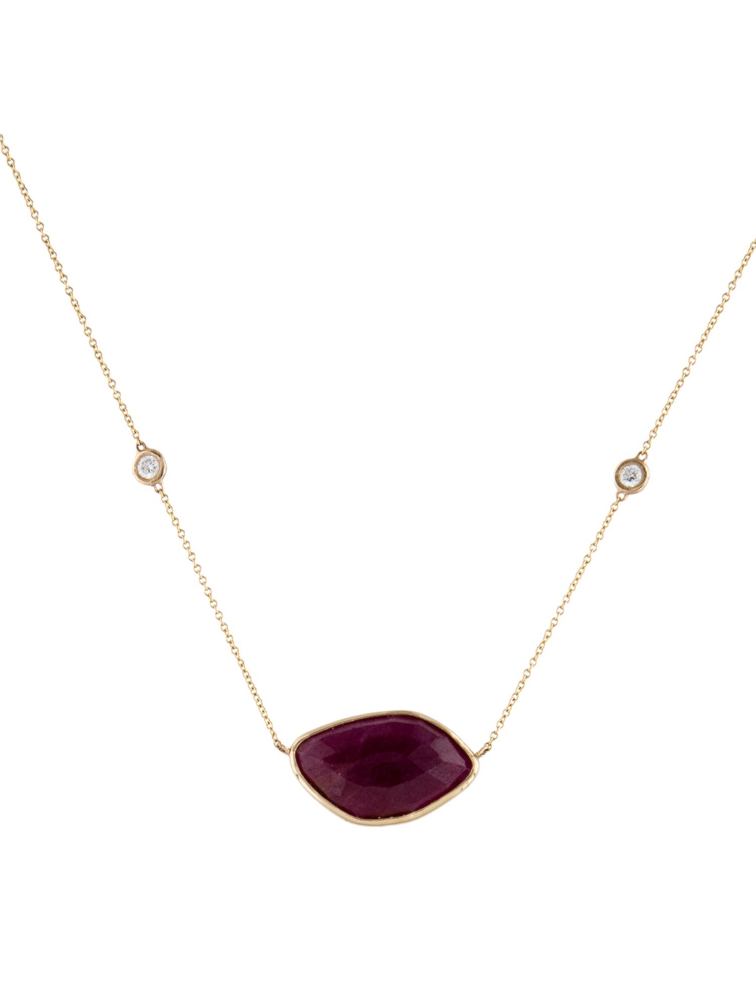 Pendant 14K Glass Filled Ruby & Diamond Necklace