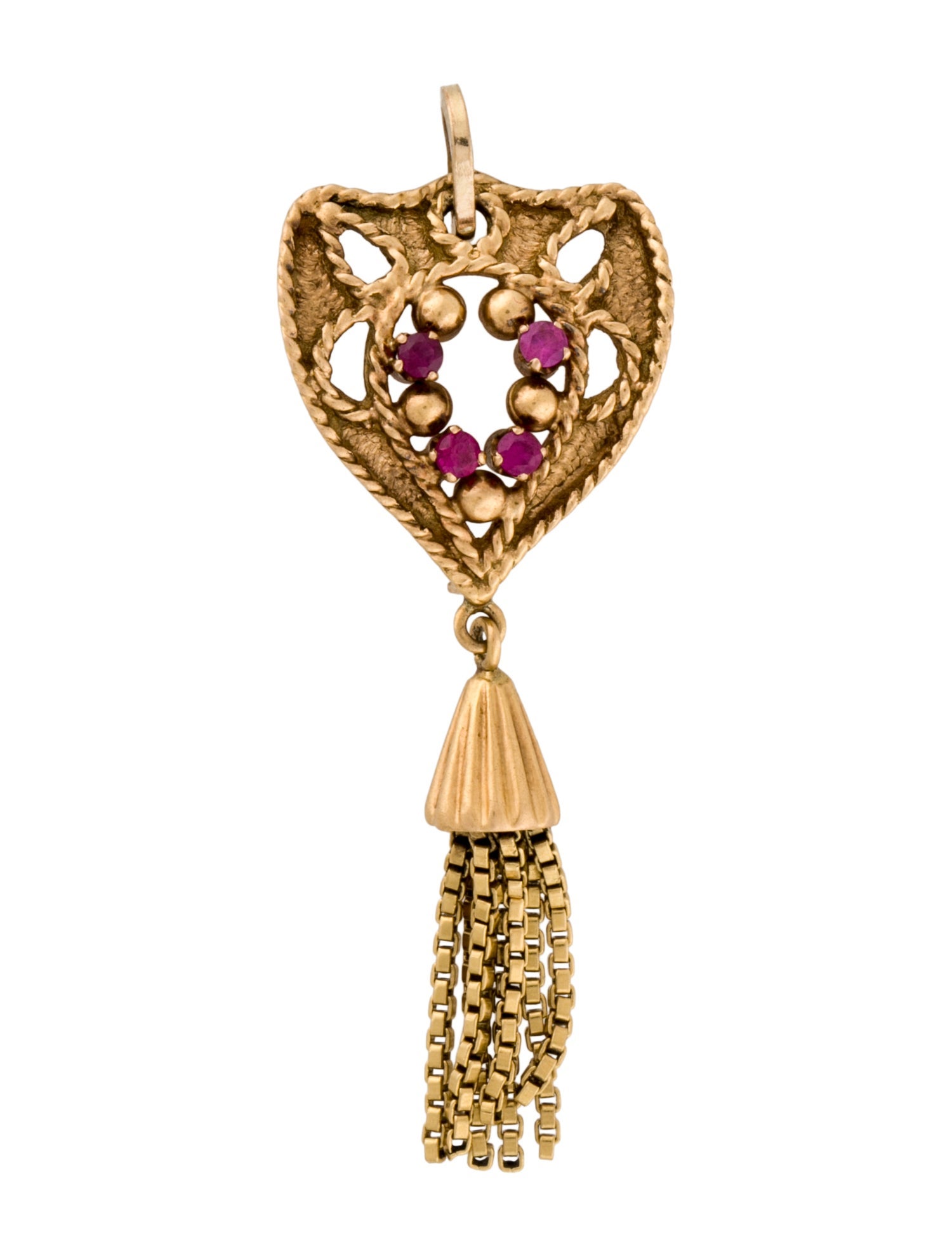 Pendant 18K Synthetic Ruby Tassel