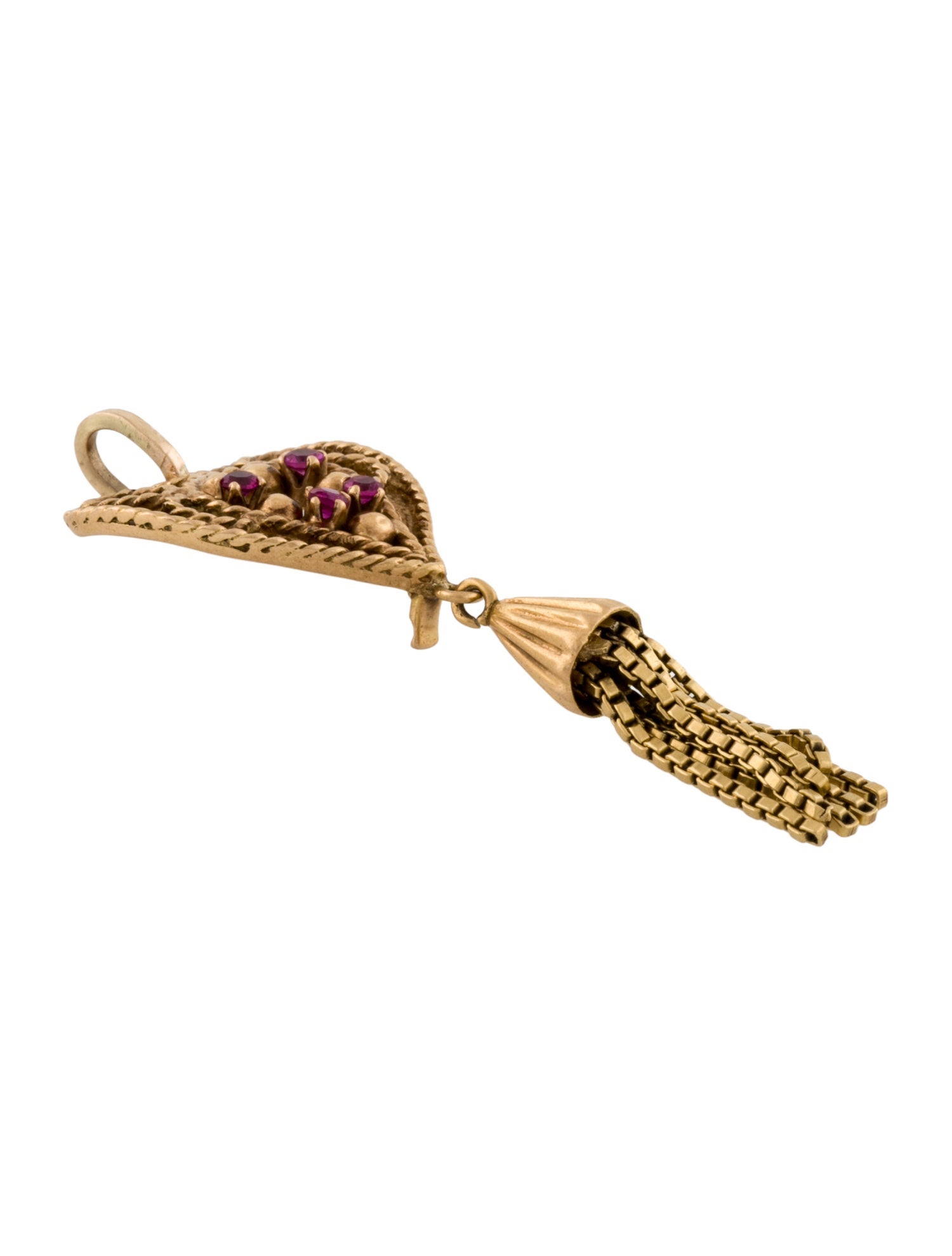 Pendant 18K Synthetic Ruby Tassel