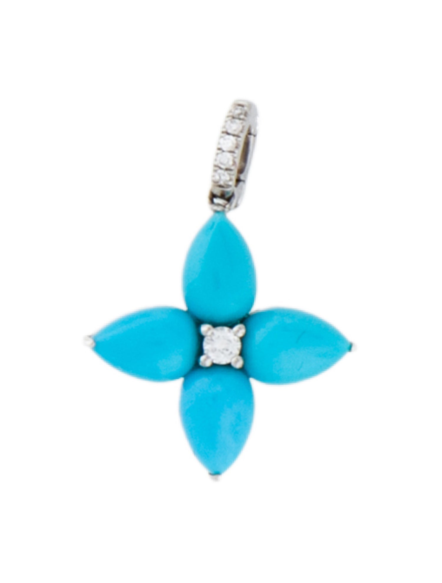 Pendant Platinum 1.70ctw Turquoise & Diamond Flower