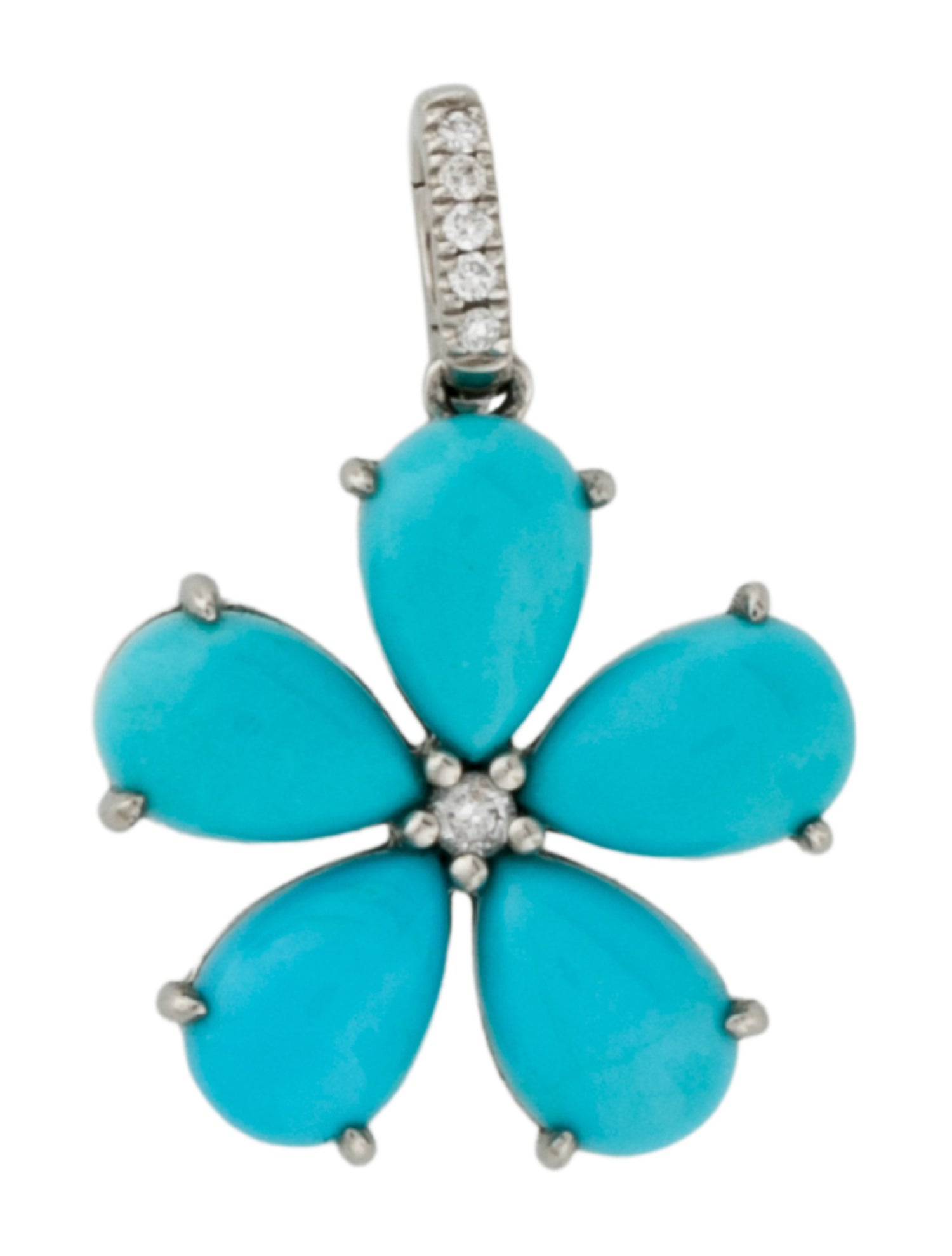 Pendant Platinum Turquoise & Diamond