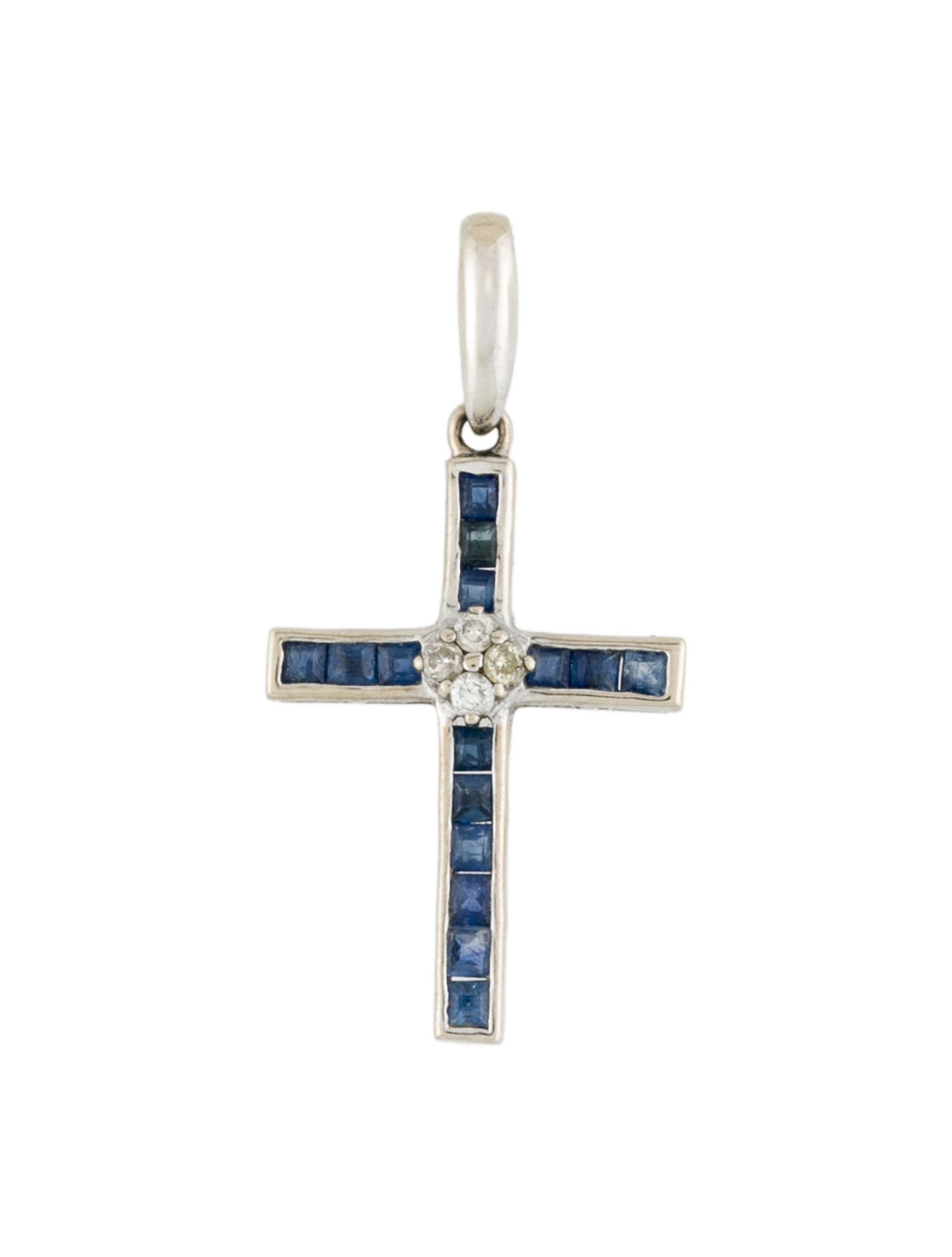 Pendant 14K Sapphire & Diamond Cross