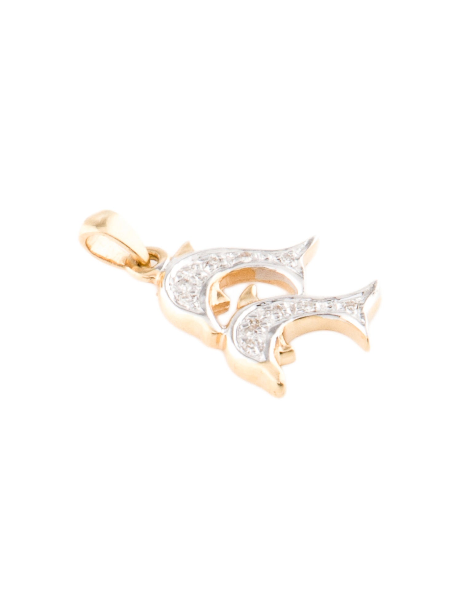 Pendant 14K Diamond Double Dolphin