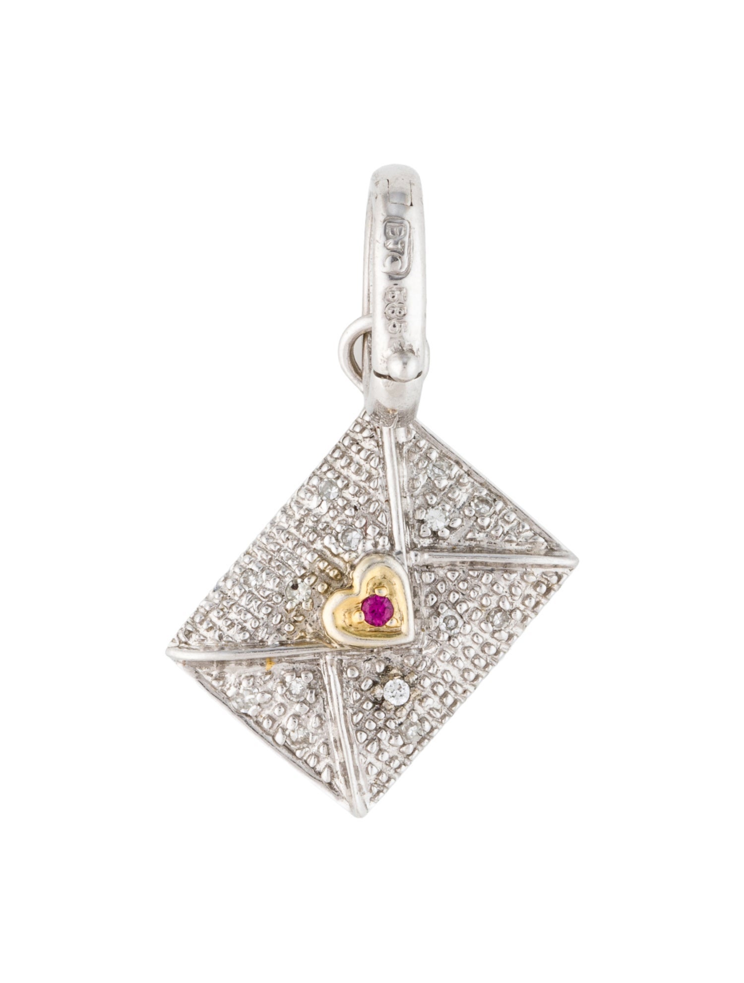 Pendant 14K Diamond & Ruby Envelope Pendant