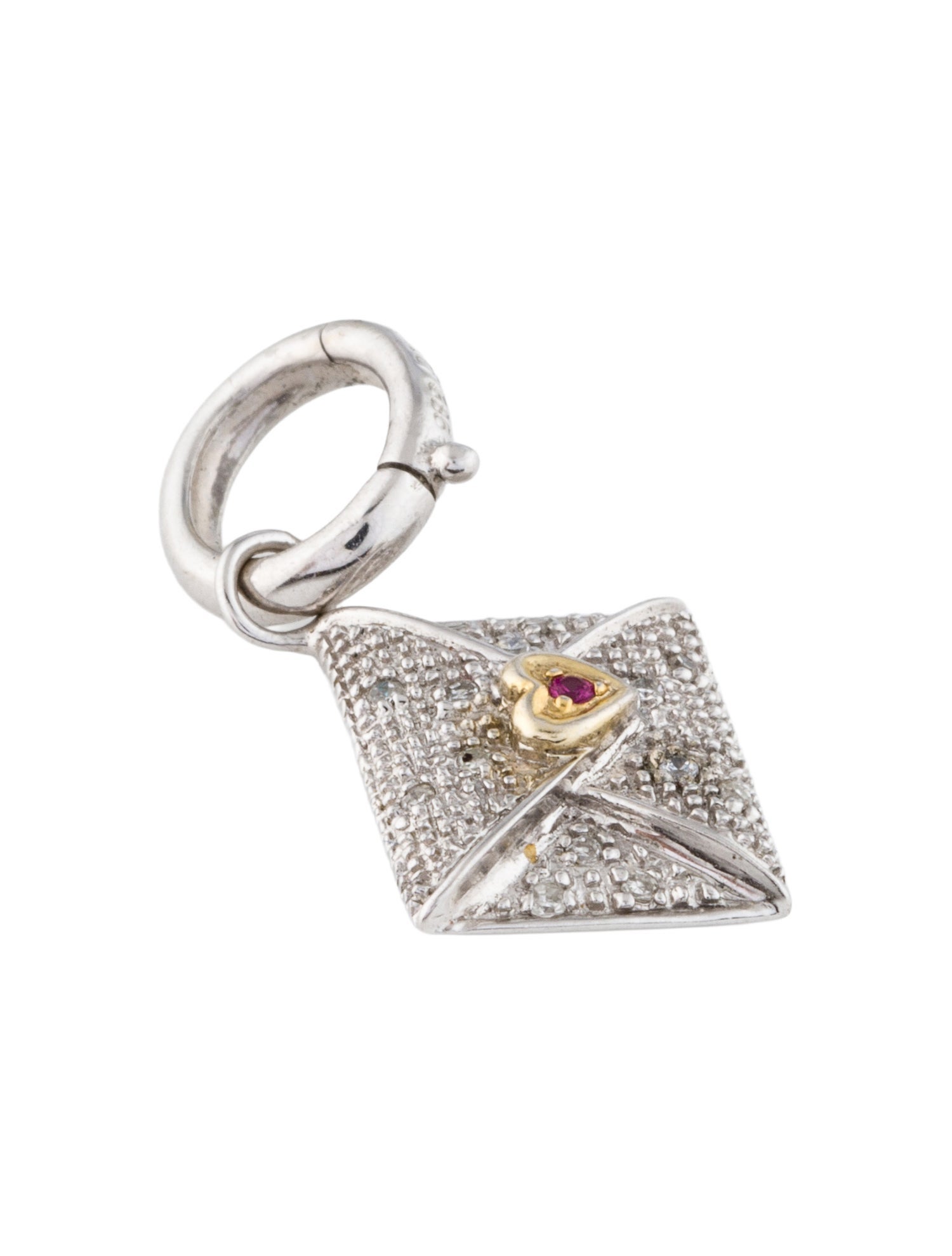 Pendant 14K Diamond & Ruby Envelope Pendant