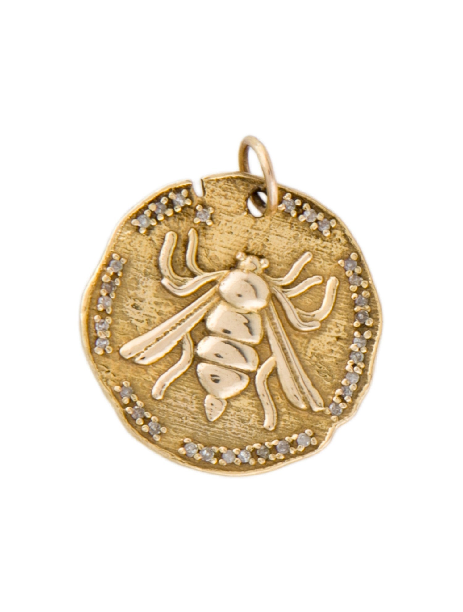 Pendant 14K Diamond Bee Coin