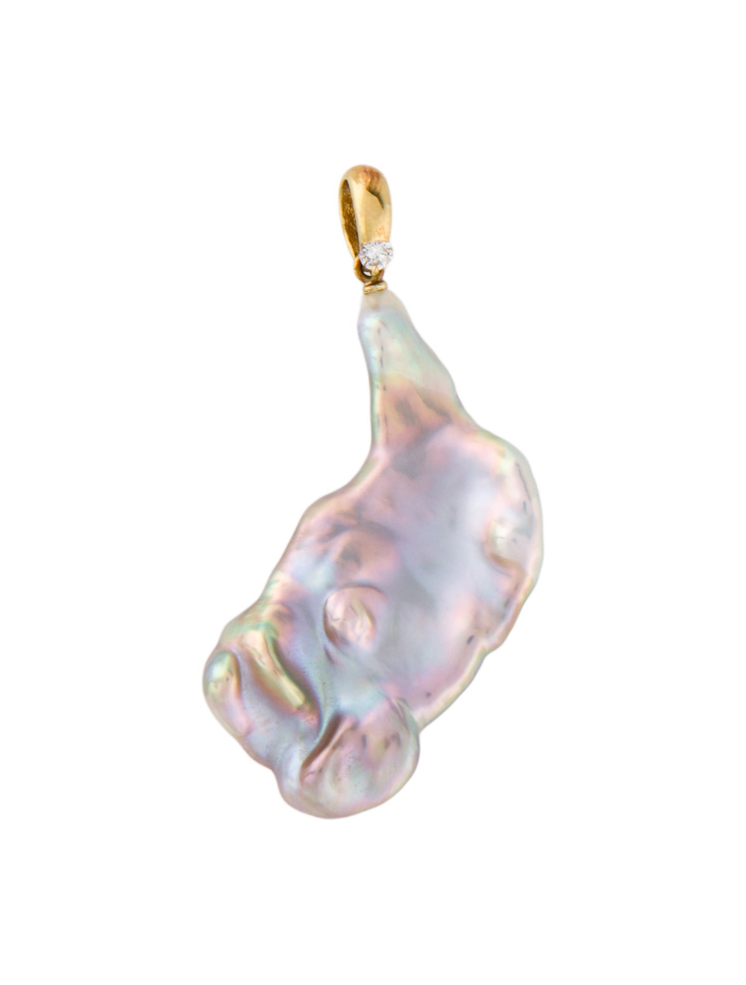 Pendant 18K Cultured Baroque Pearl & Diamond
