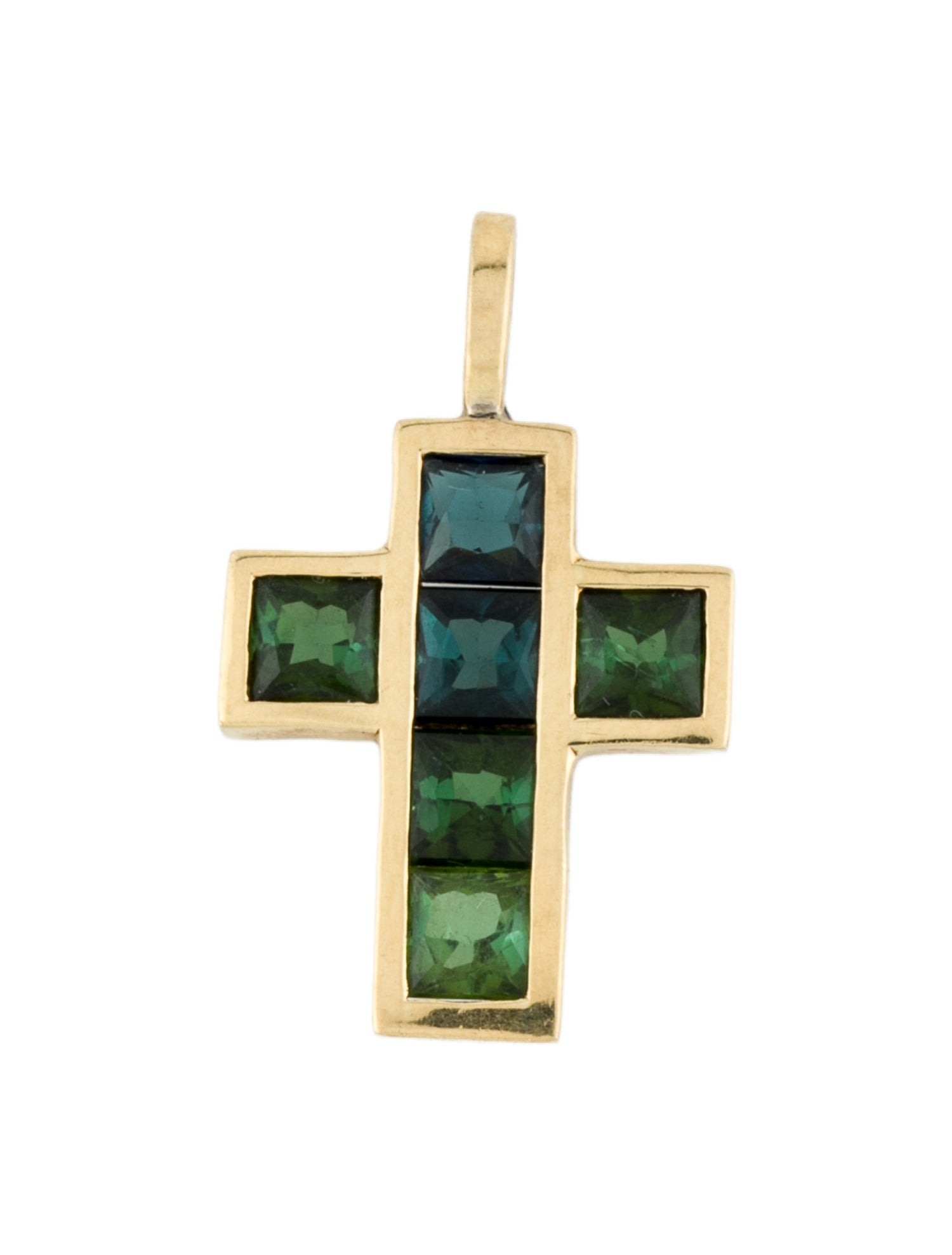 Pendant 18K 2.10ctw Tourmaline Cross