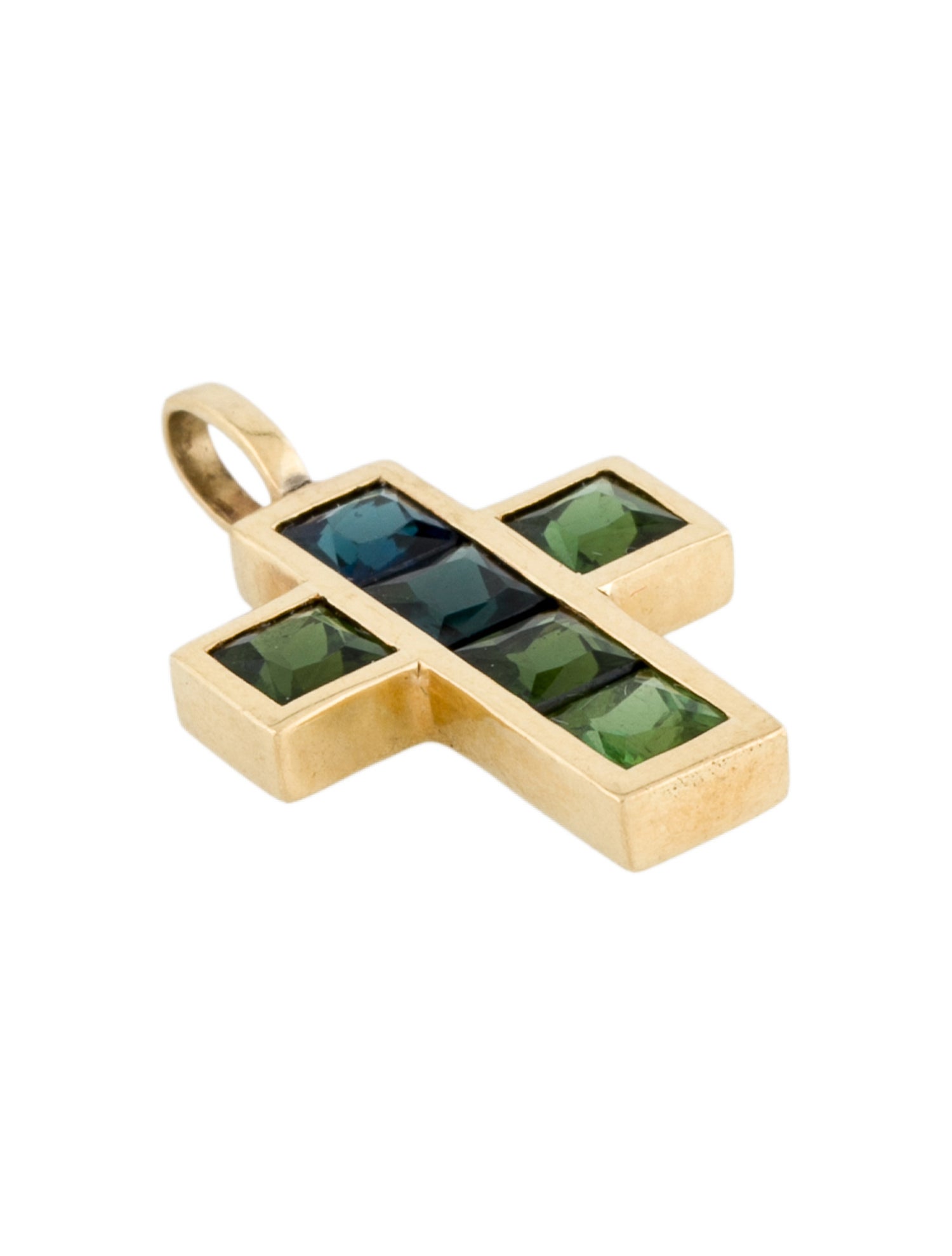 Pendant 18K 2.10ctw Tourmaline Cross