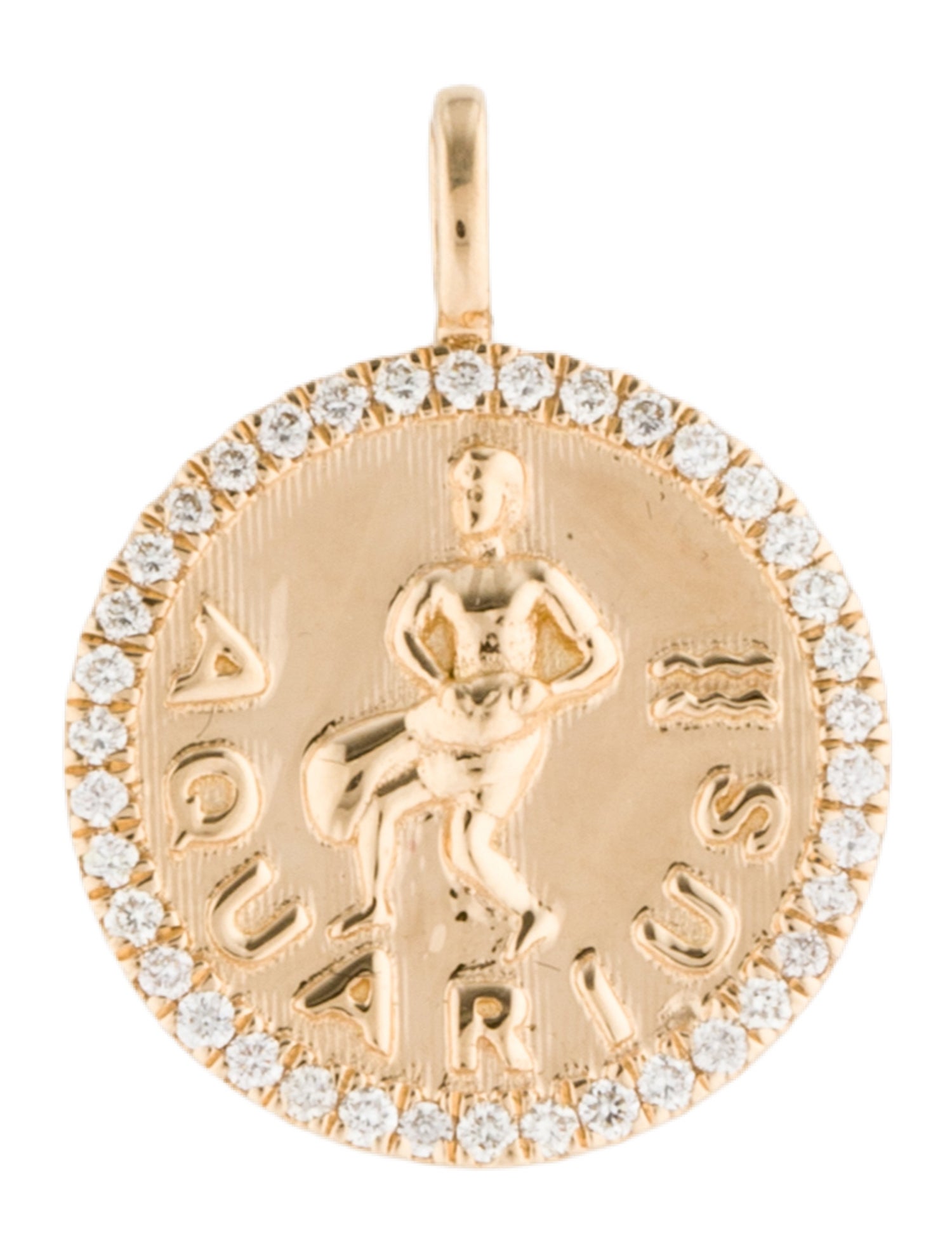 Pendant 18K Diamond Aquarius Zodiac Pendant