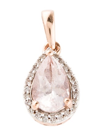 Pendant 10K Morganite & Diamond Pendant