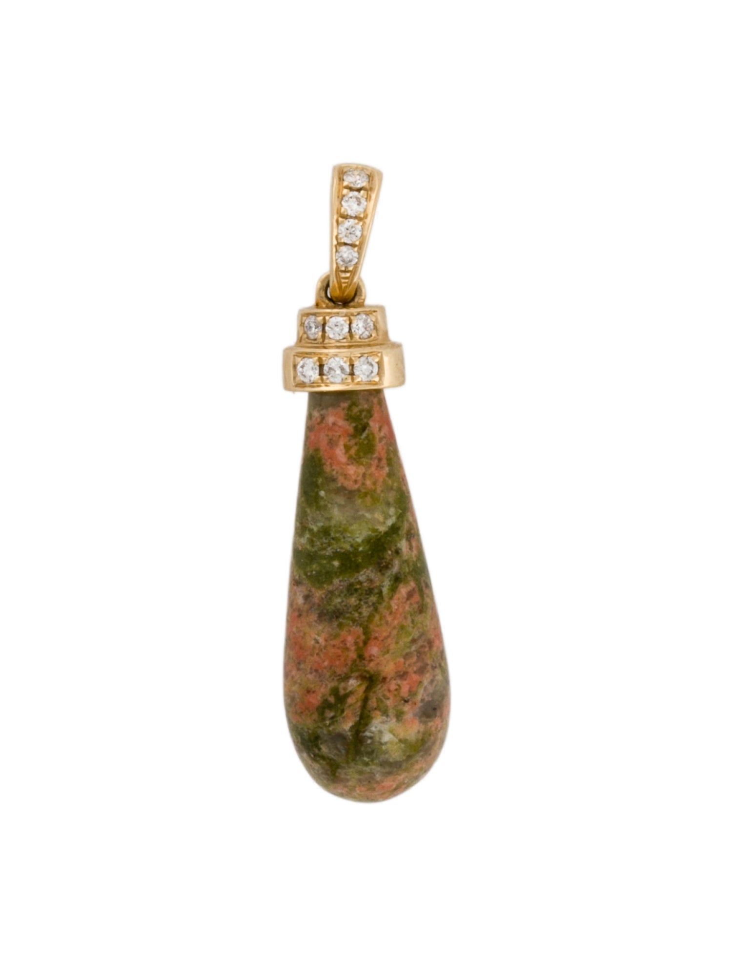 Pendant 14K Diamond & Unakite