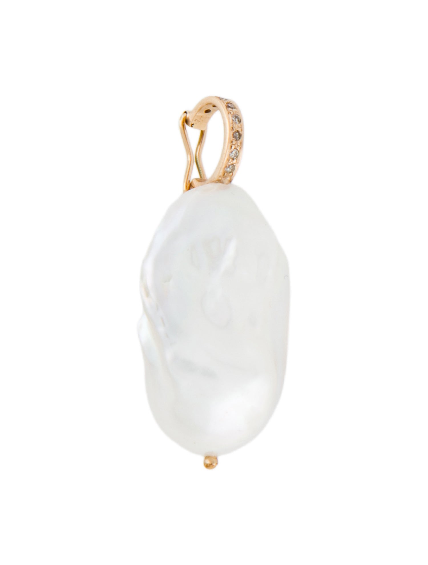 Pendant 14K Cultured Baroque Pearl & Diamond