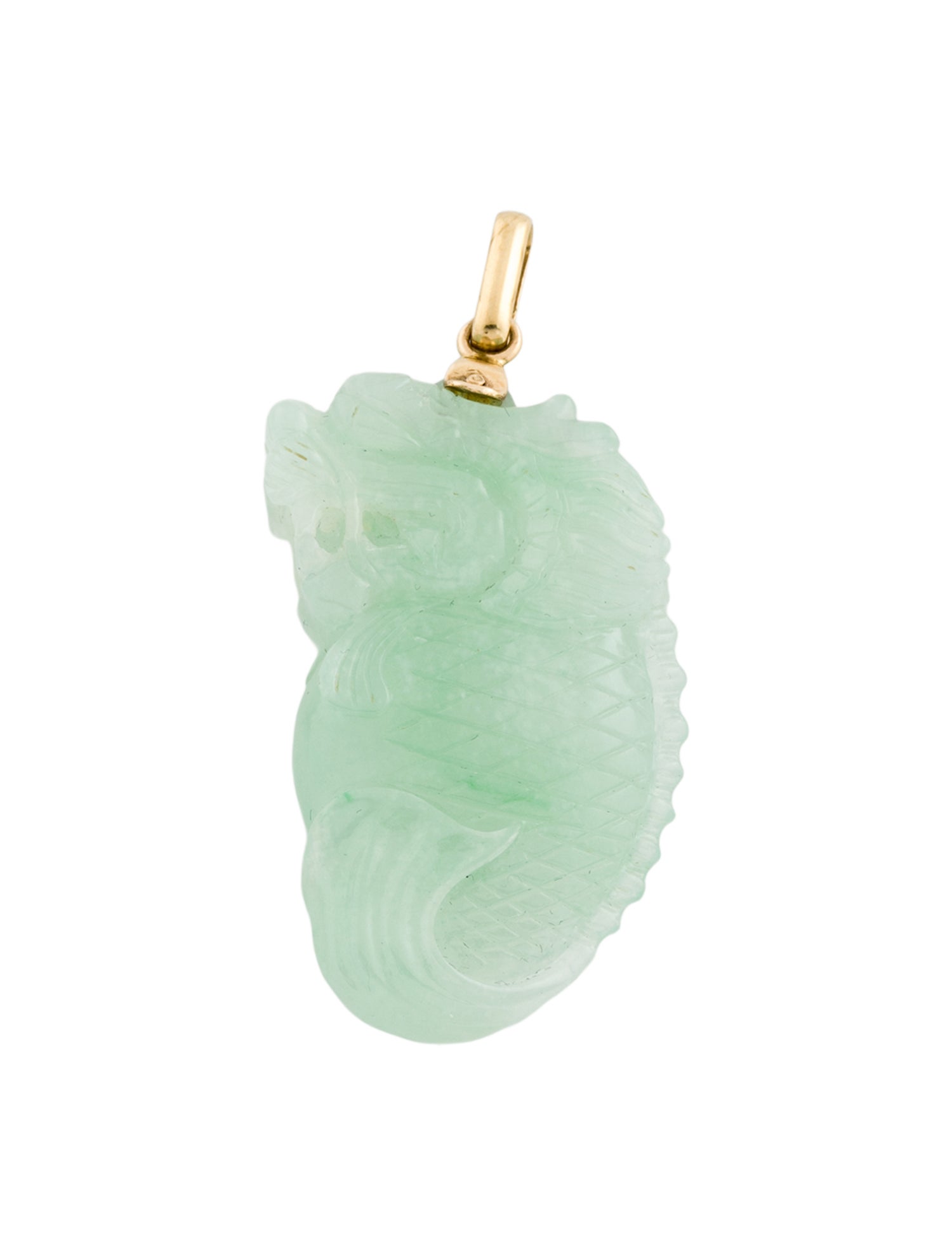 Pendant 14K Dyed Jadeite Carved Dragon