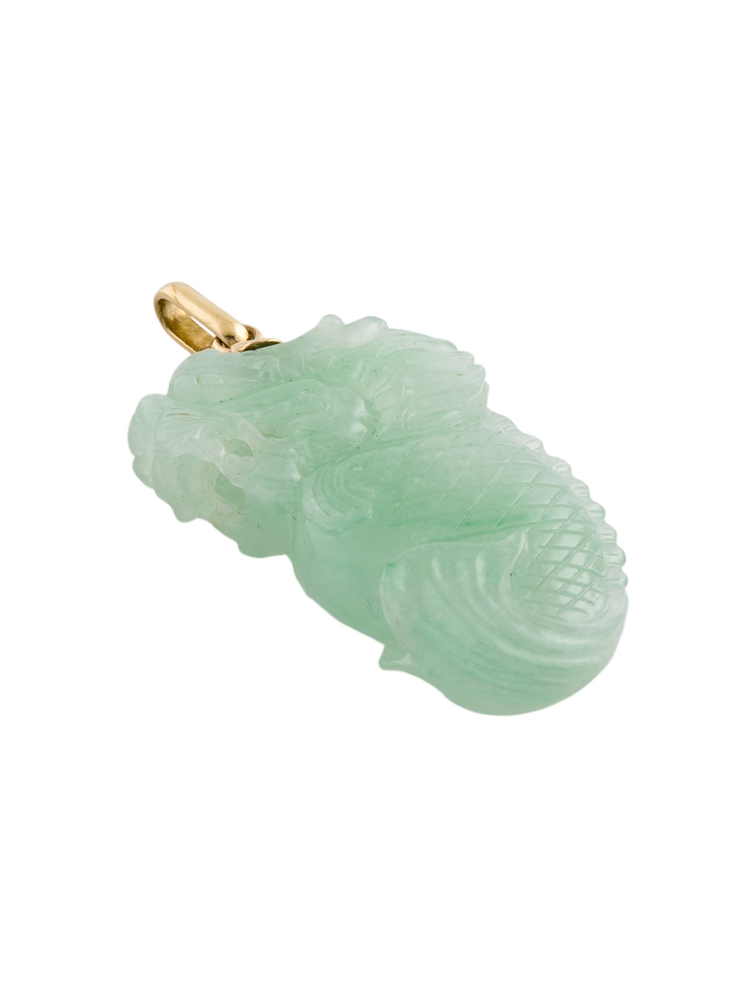 Pendant 14K Dyed Jadeite Carved Dragon