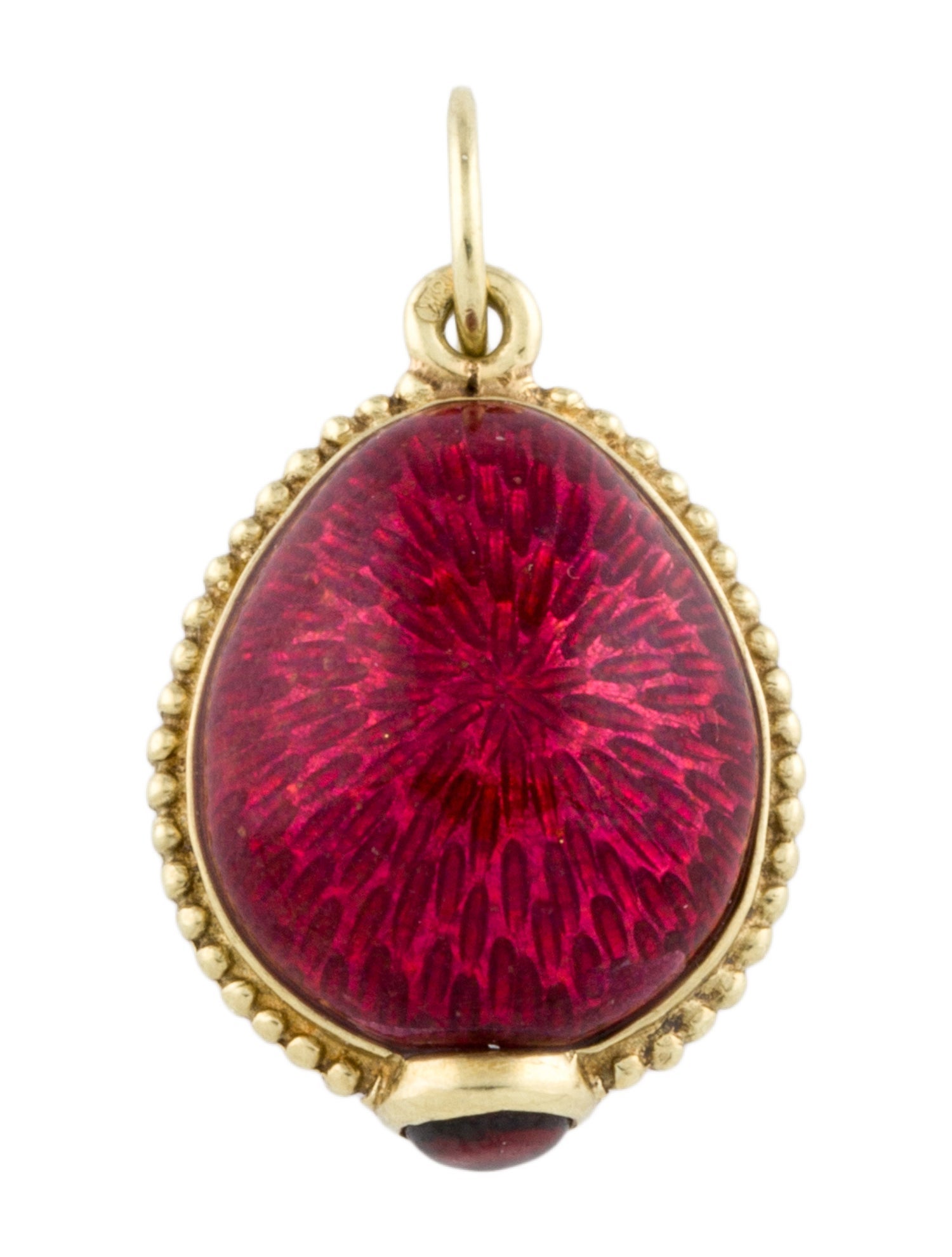 Pendant 18K Garnet & Enamel Drop