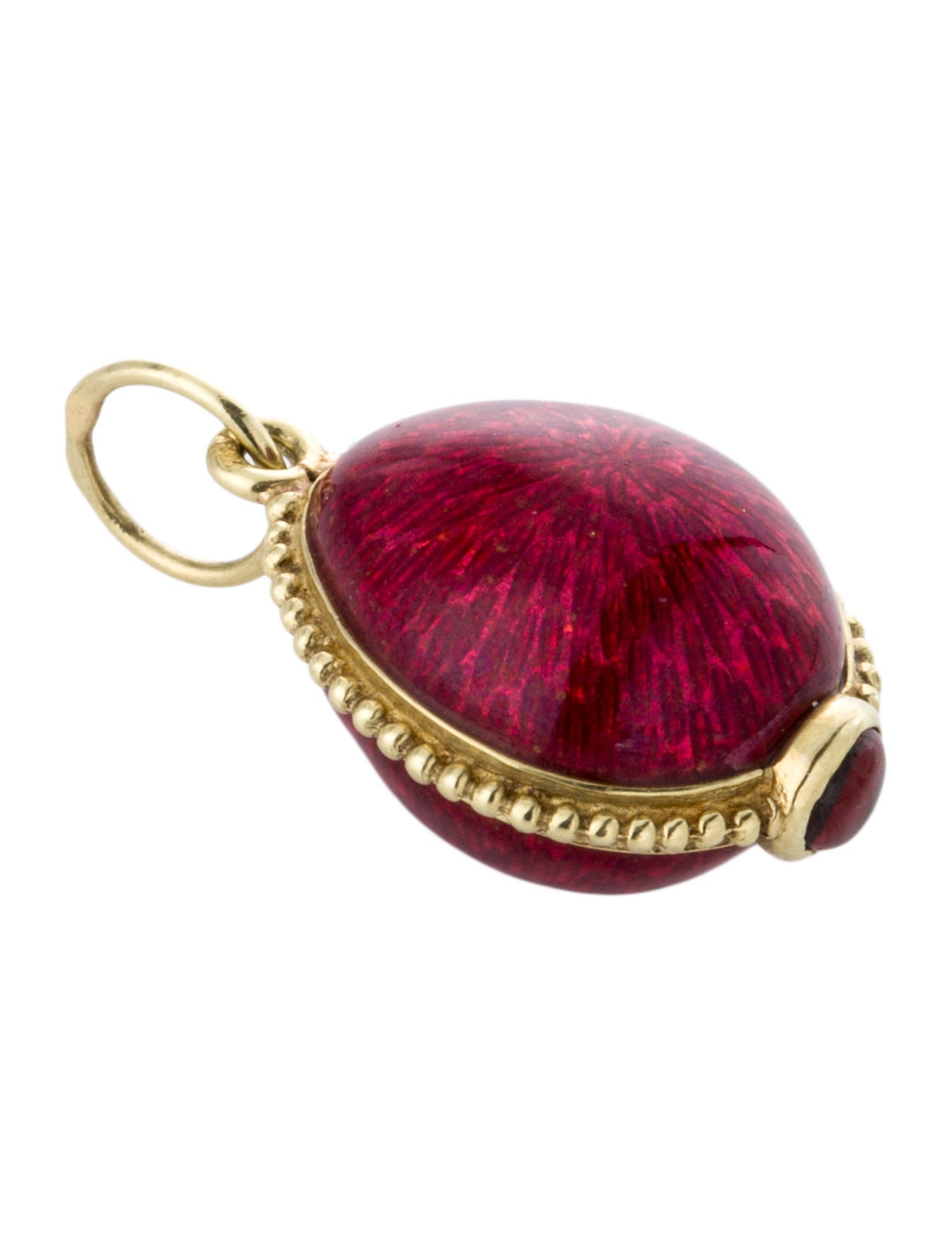 Pendant 18K Garnet & Enamel Drop