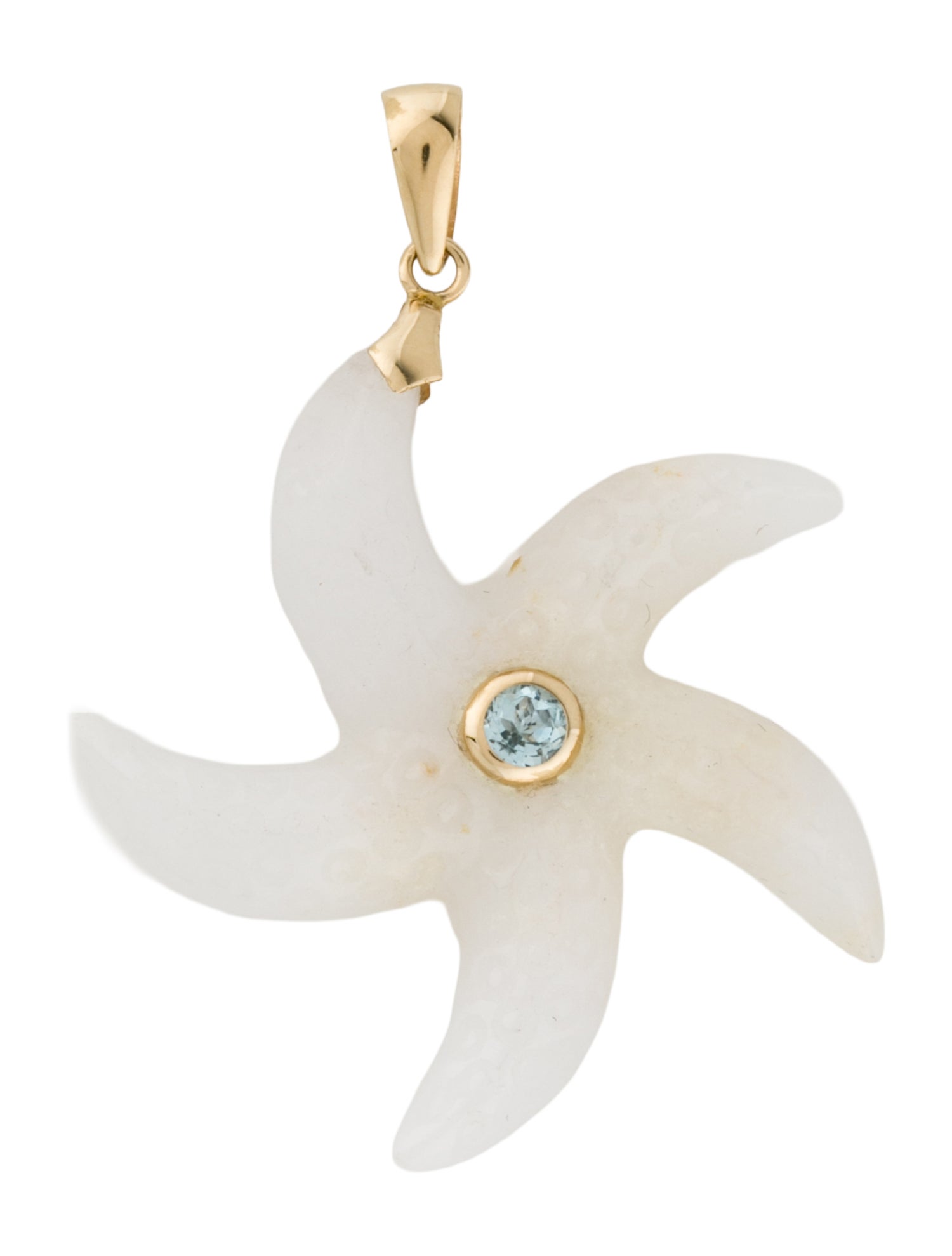 Pendant 14K Jadeite & Topaz Carved Starfish