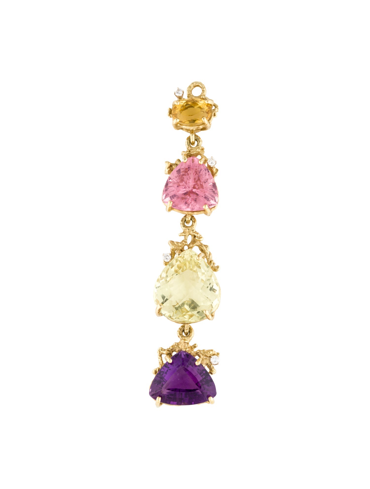Pendant 18K Tourmaline, Heliodor, Amethyst, Quartz & Diamond