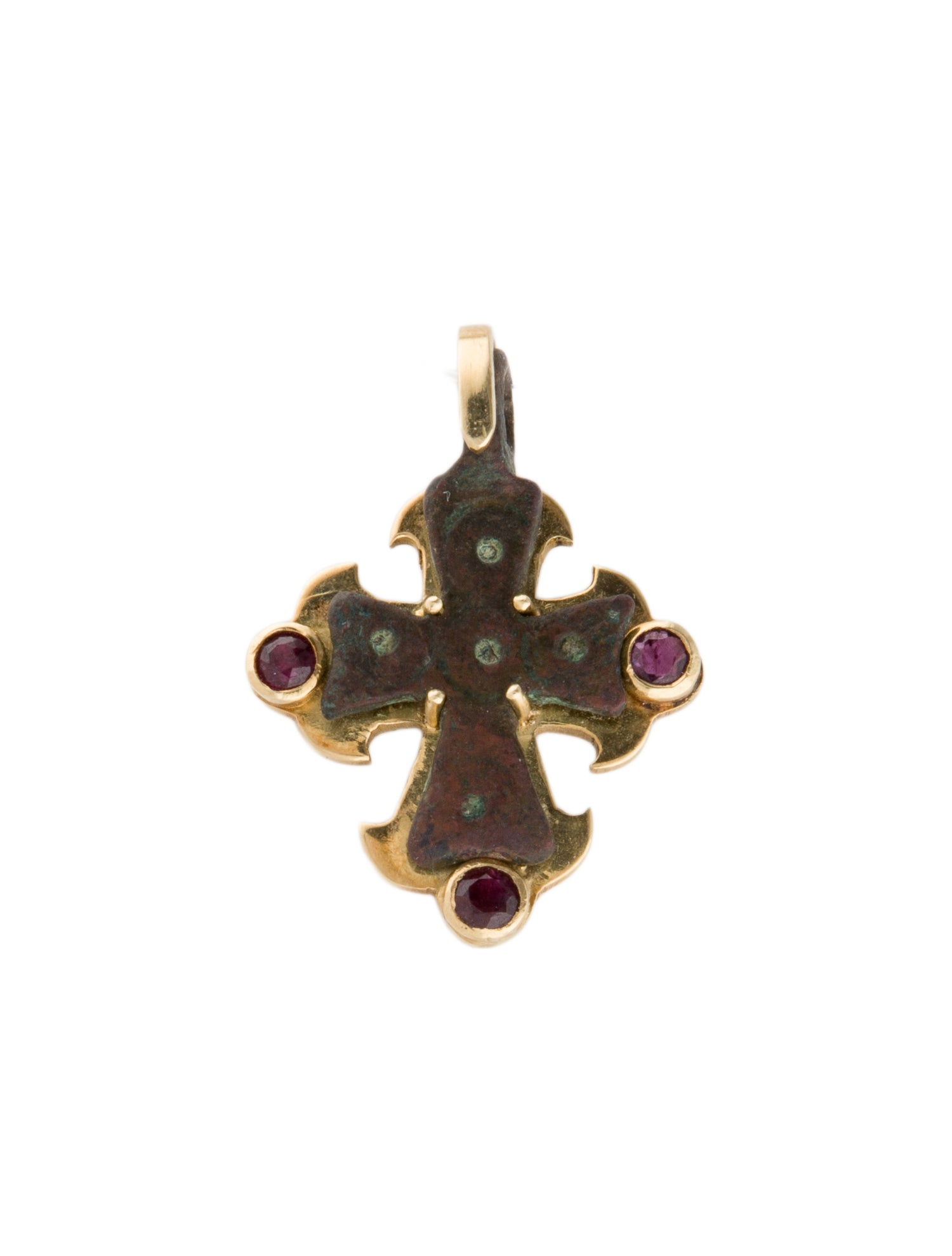 Pendant 18K Ruby Copper Cross