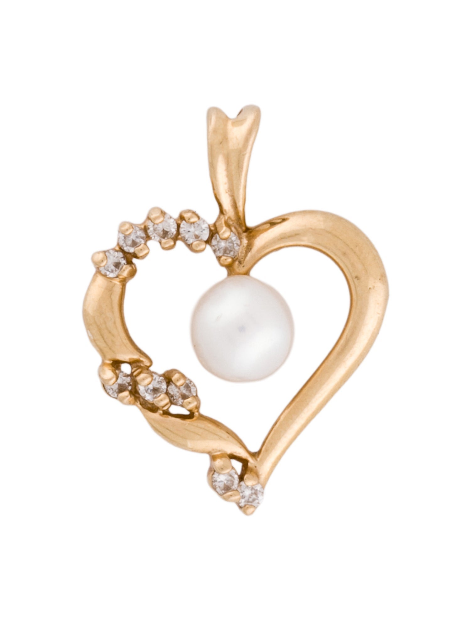 Pendant 14K Pearl & Diamond Heart
