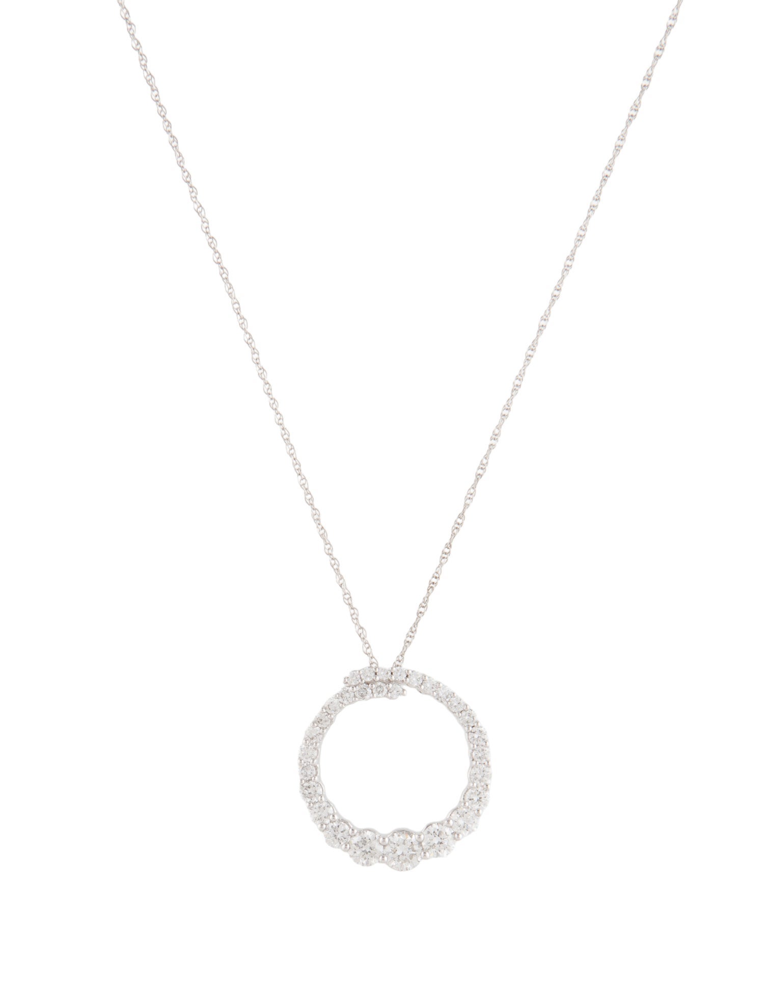 Pendant 14K 1.00ctw Diamond Circle Pendant Necklace