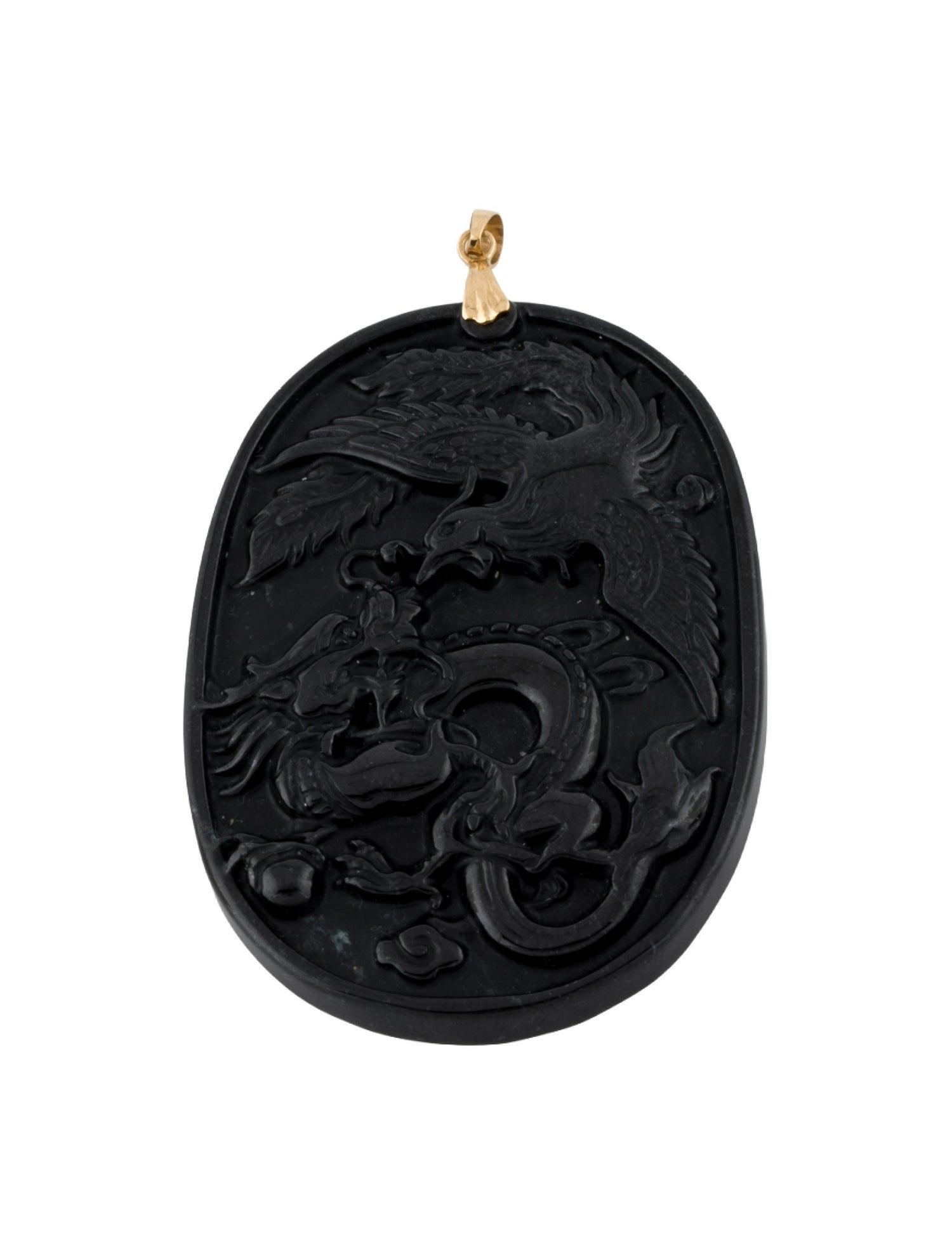 Pendant 18K Jadeite Dragon & Phoenix