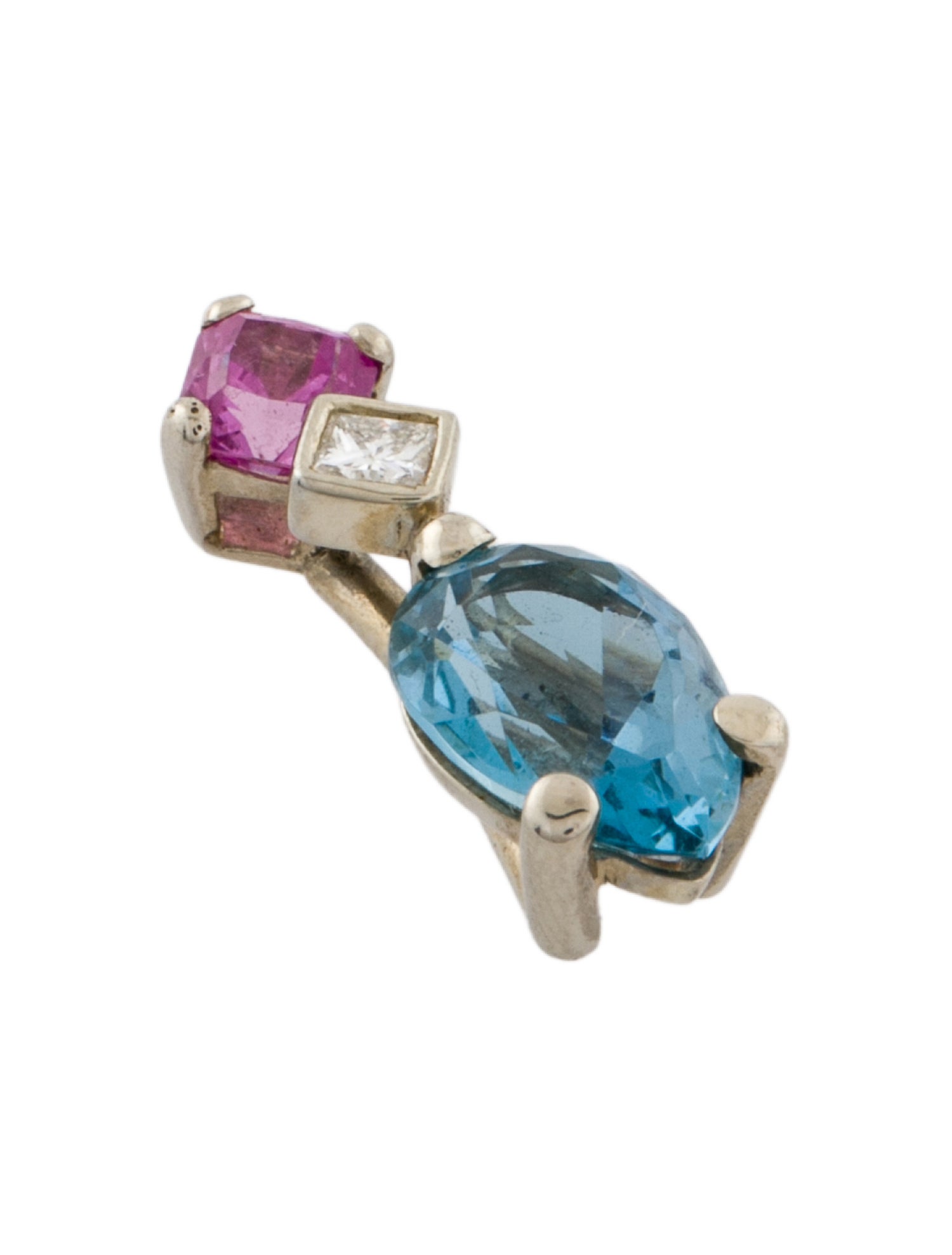 Pendant 18K Sapphire, Aquamarine & Diamond