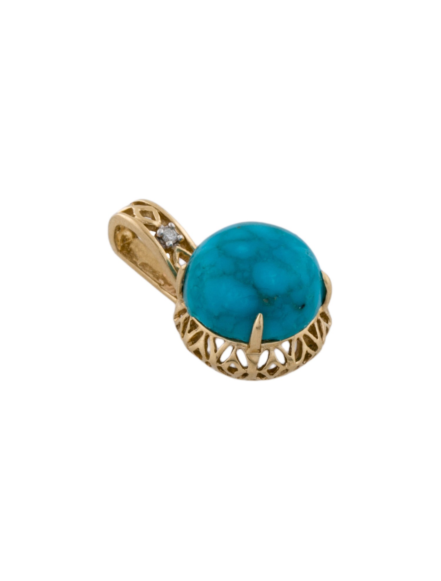 Pendant 14K Turquoise & Diamond