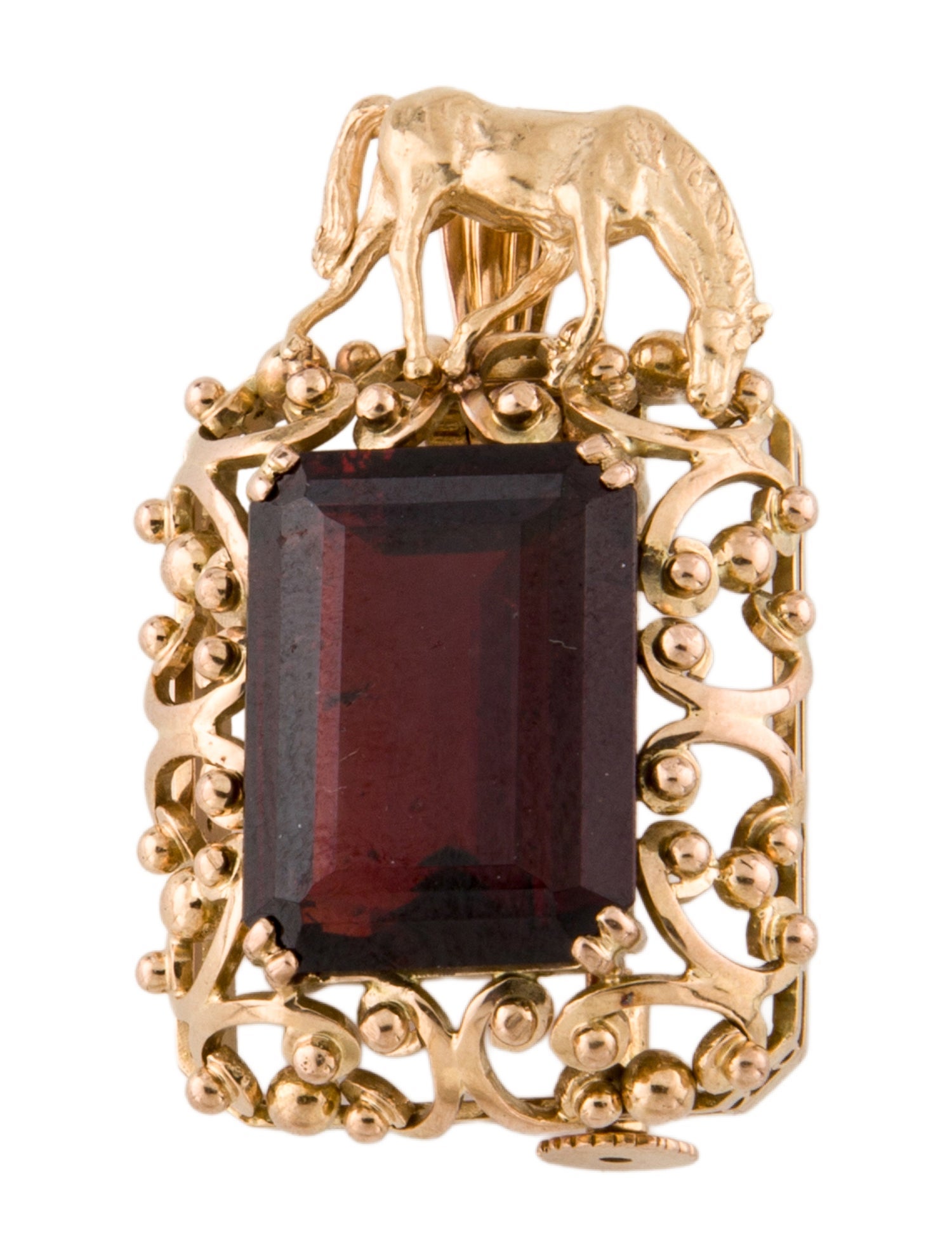 Pendant Garnet Horse Brooch