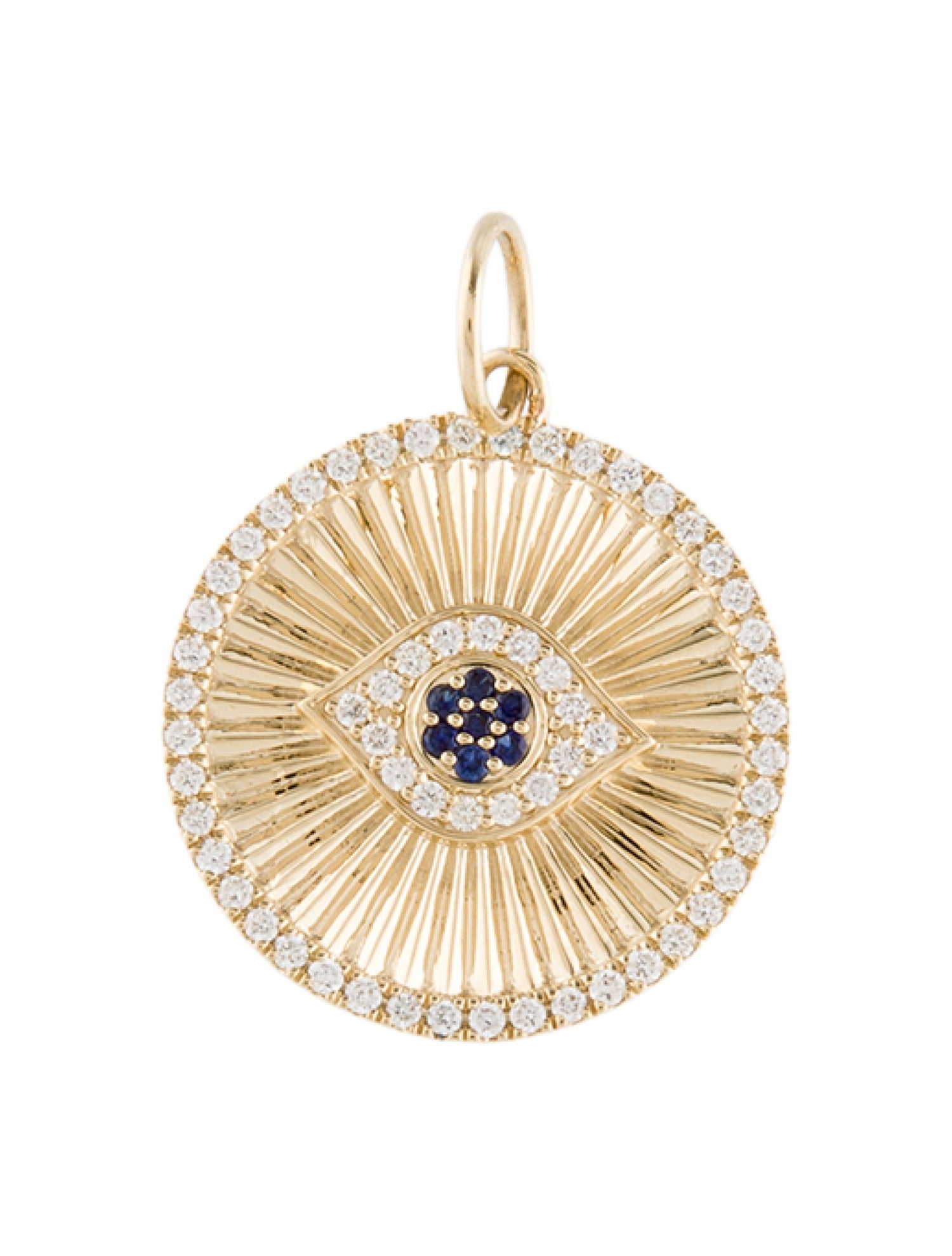 Pendant 14K Sapphire & Diamond Evil Eye