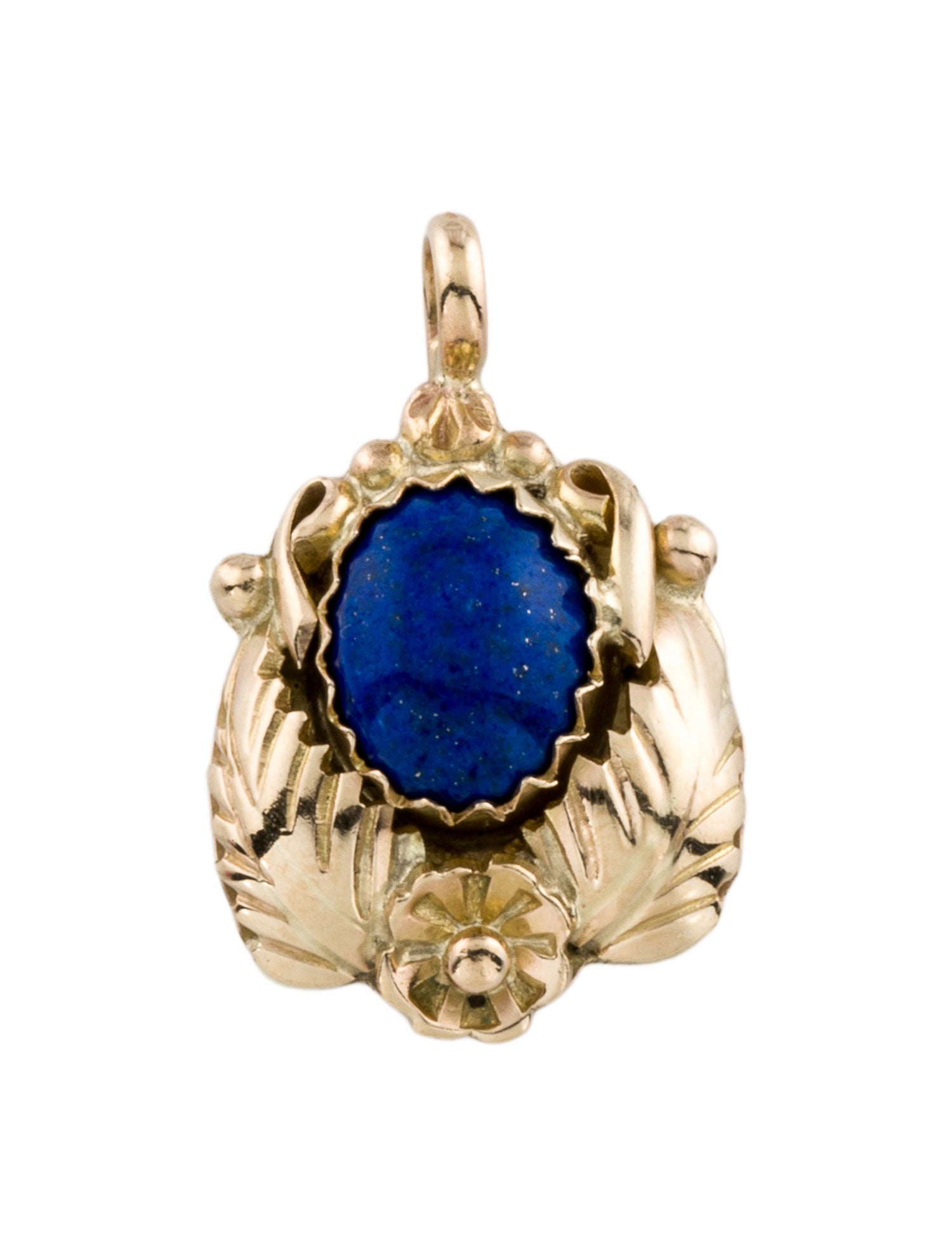 Pendant 14K Lapis Lazuli Floral