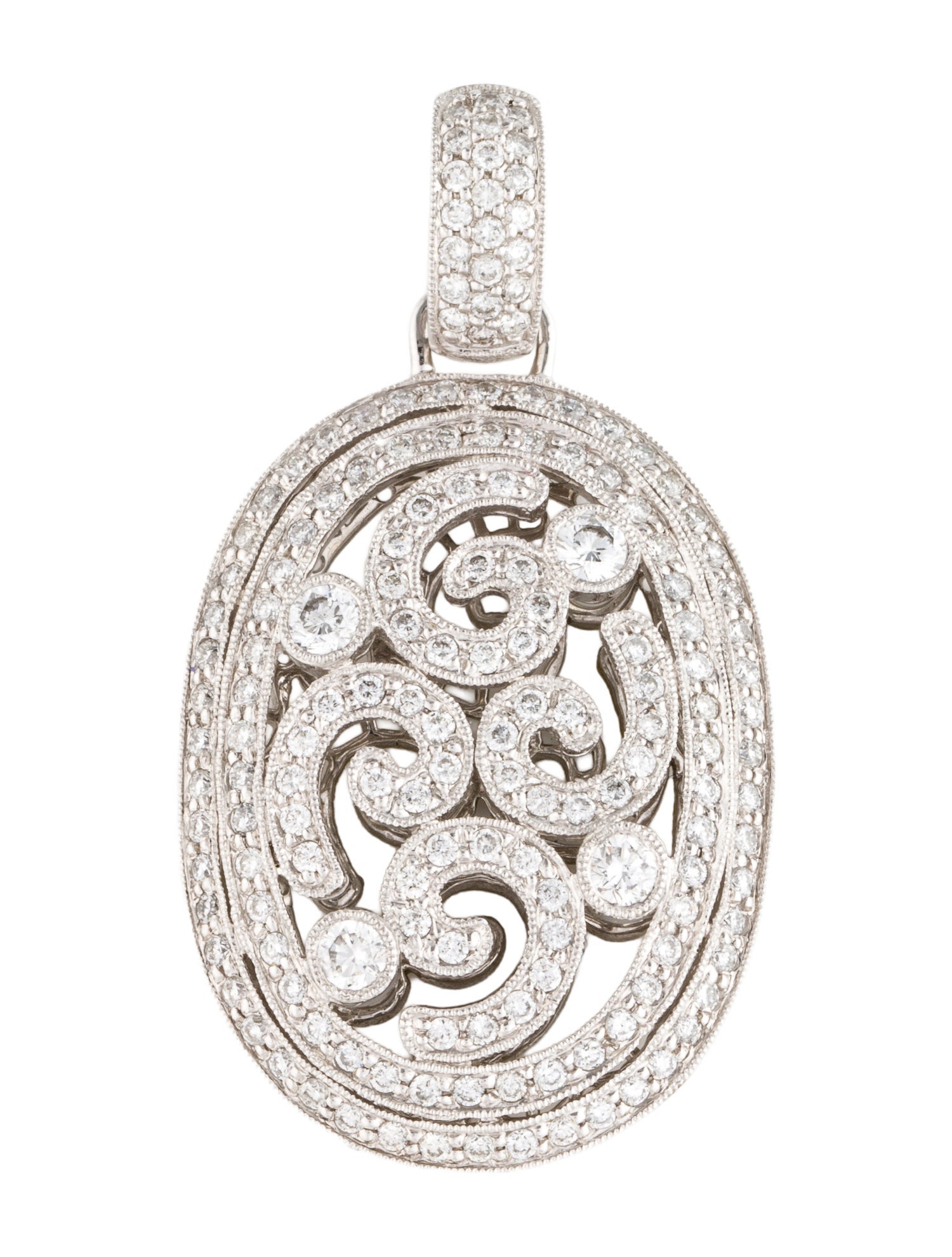 Pendant 14K Diamond Open Scroll Pendant