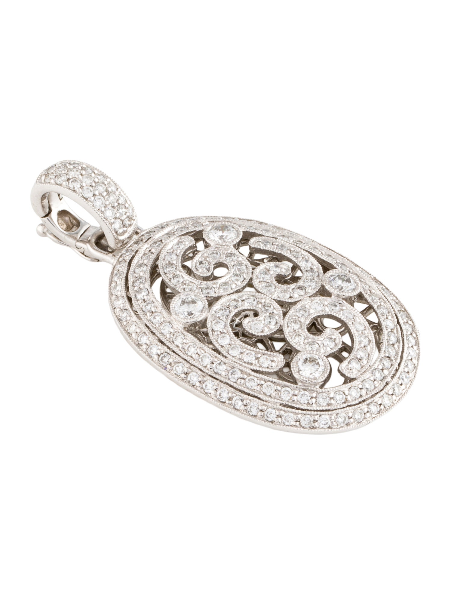 Pendant 14K Diamond Open Scroll Pendant