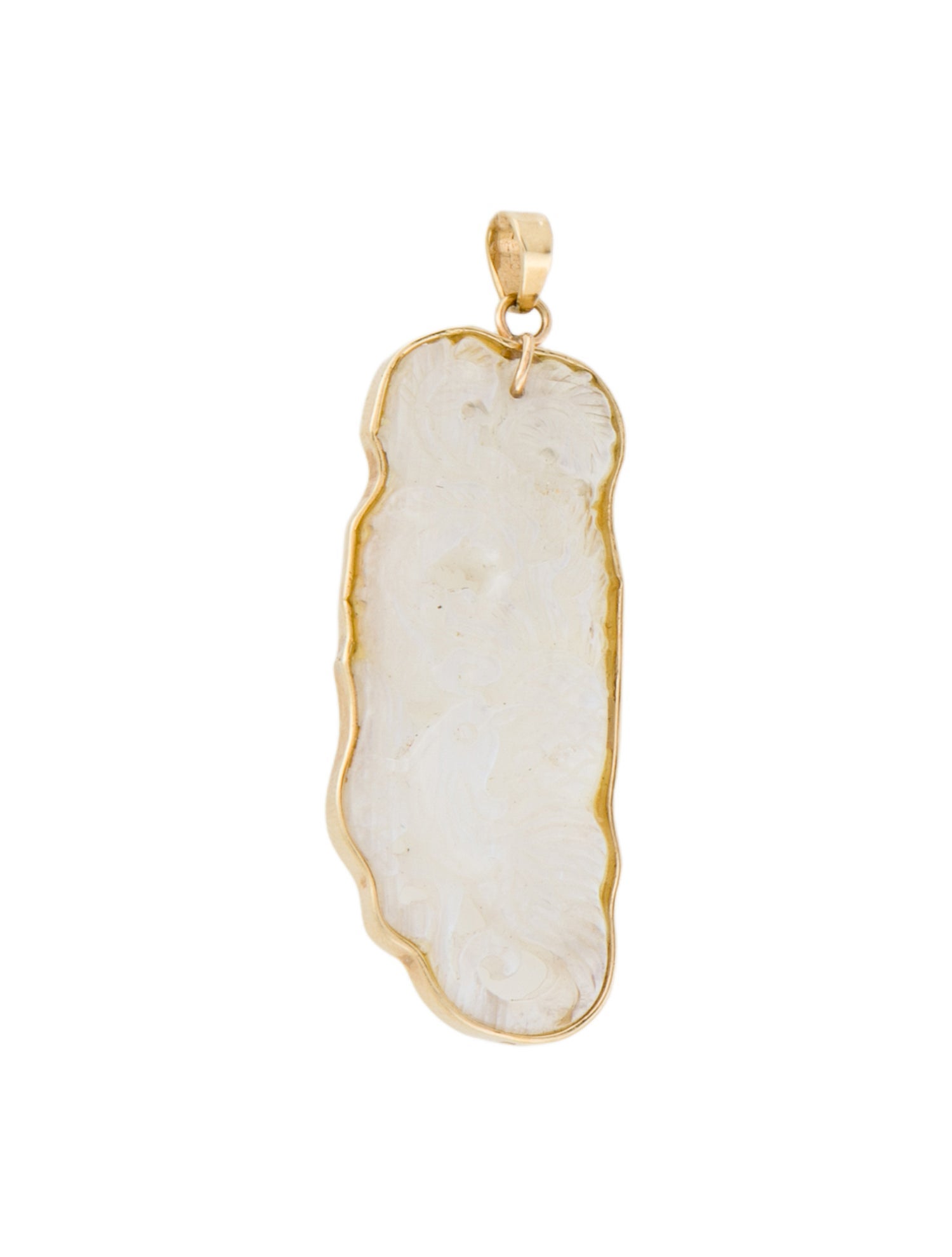 Pendant 14K Moonstone Labradorite Carved