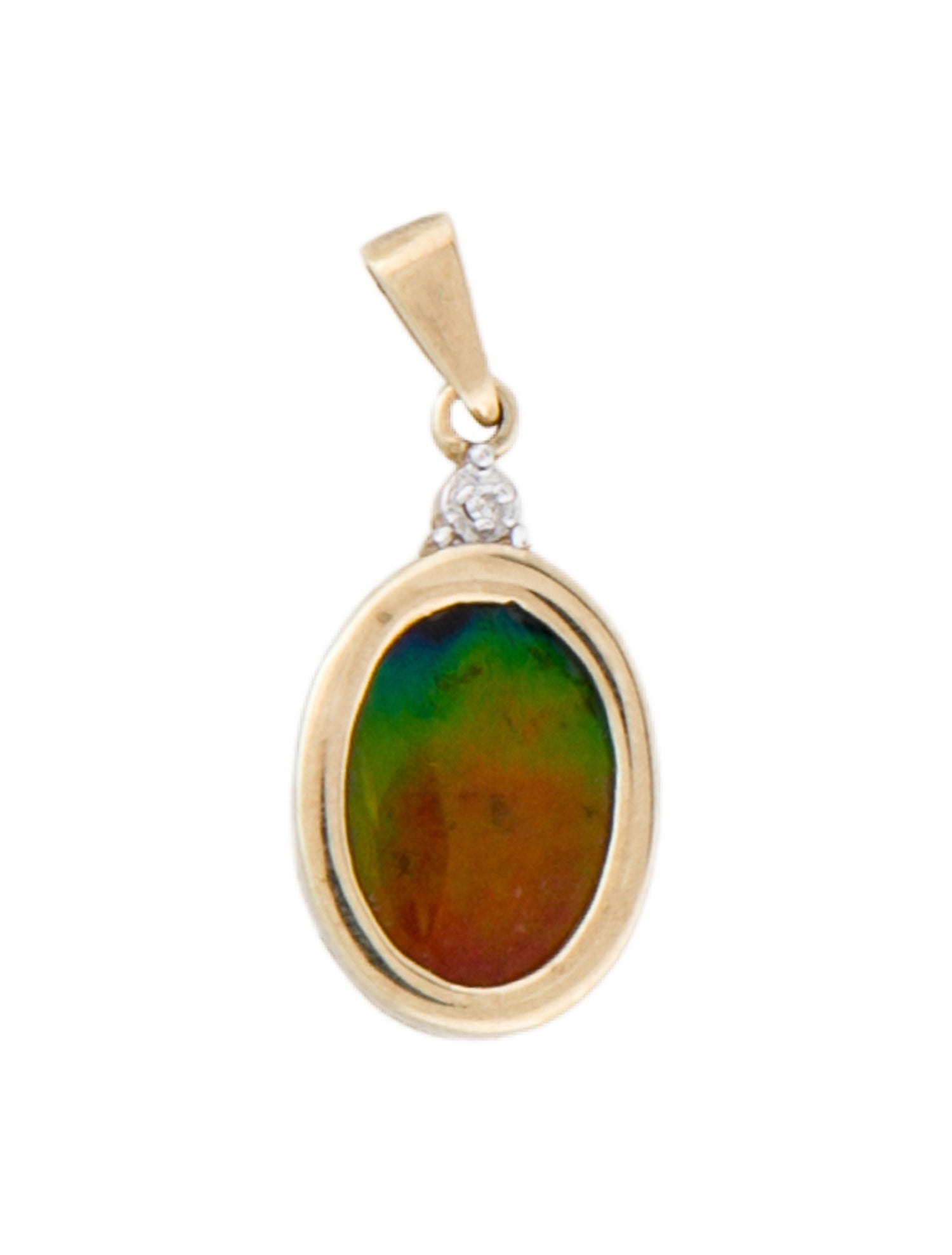 Pendant 10K Ammolite, Quartz Triplet & Diamond