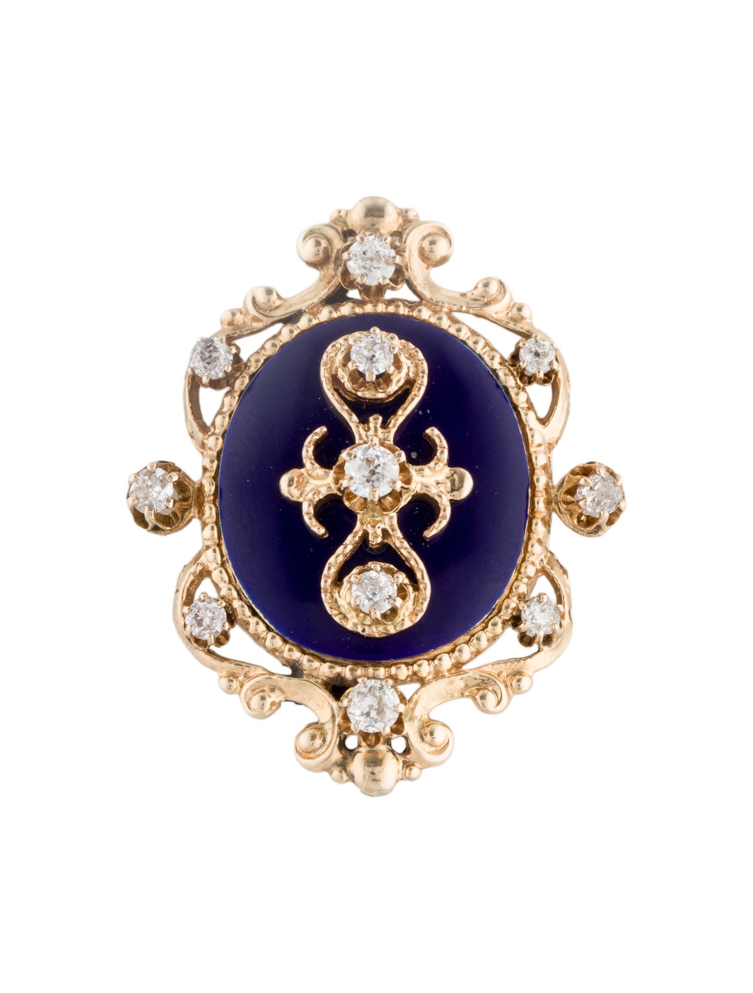 Pendant Vintage 14K 1.45ctw Diamond & Enamel