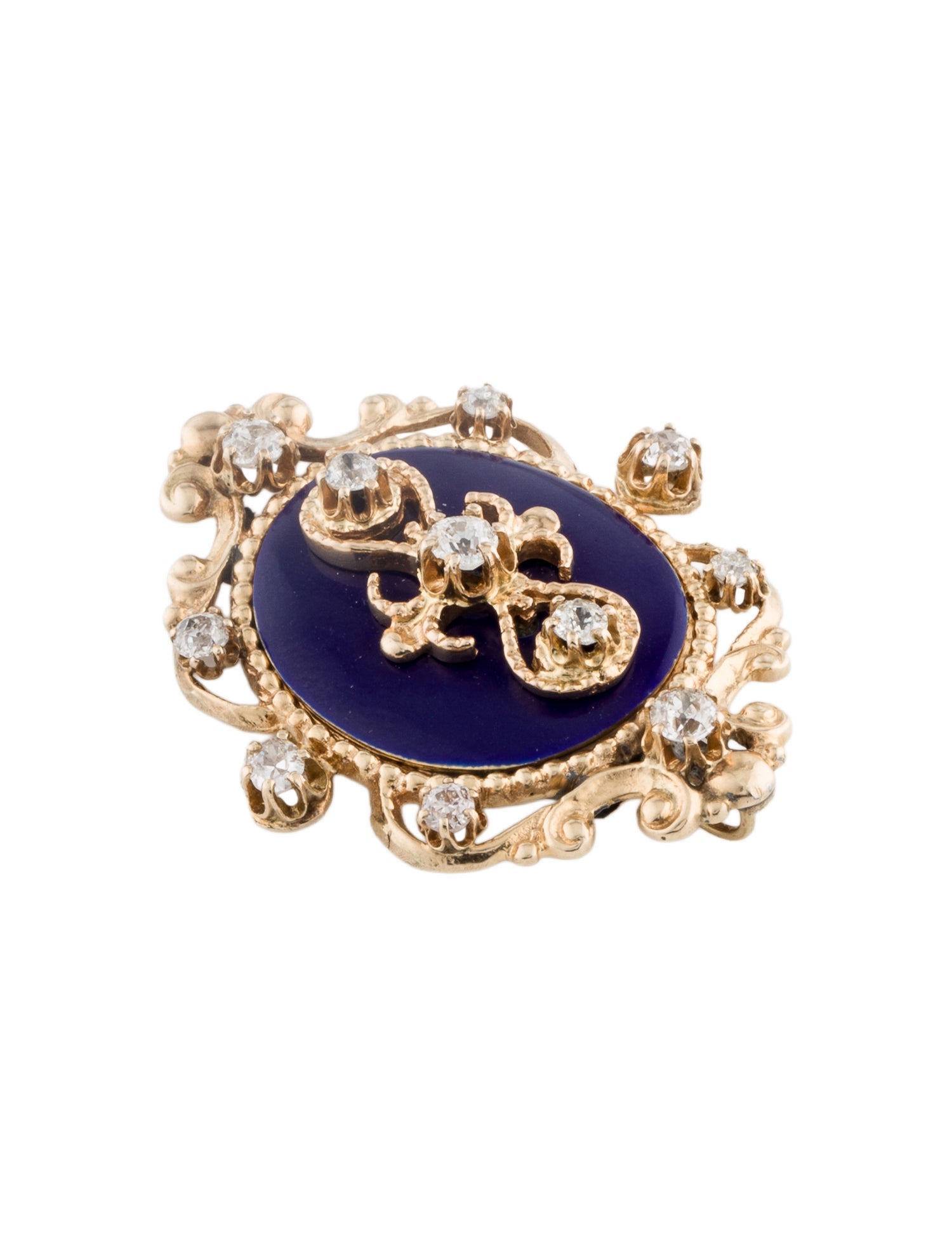 Pendant Vintage 14K 1.45ctw Diamond & Enamel