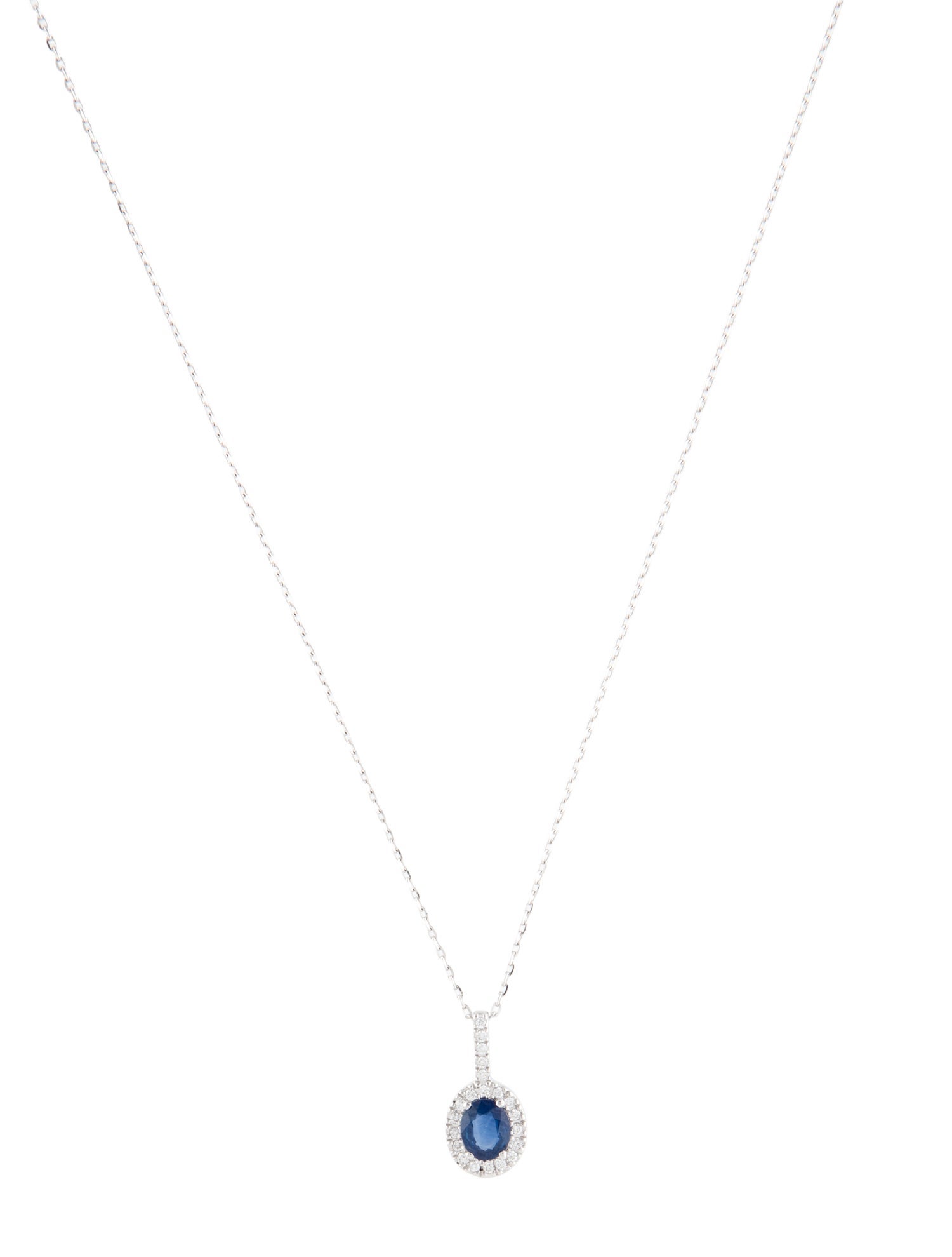 Pendant 14K Sapphire & Diamond Pendant Necklace