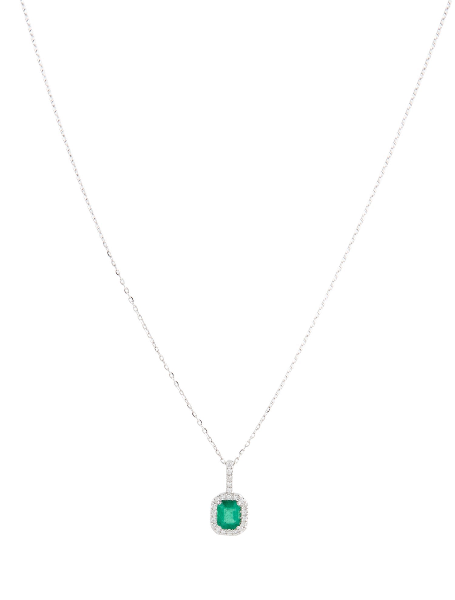 Pendant 14K Emerald & Diamond Pendant Necklace