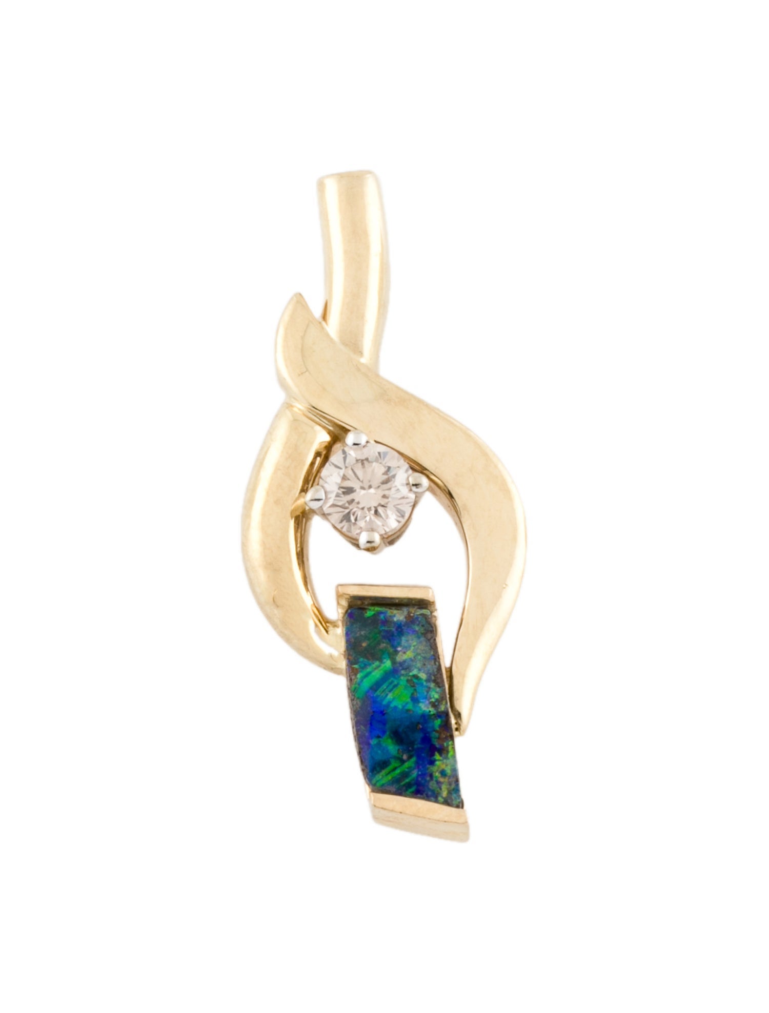 Pendant 14K Bolder Opal & Diamond
