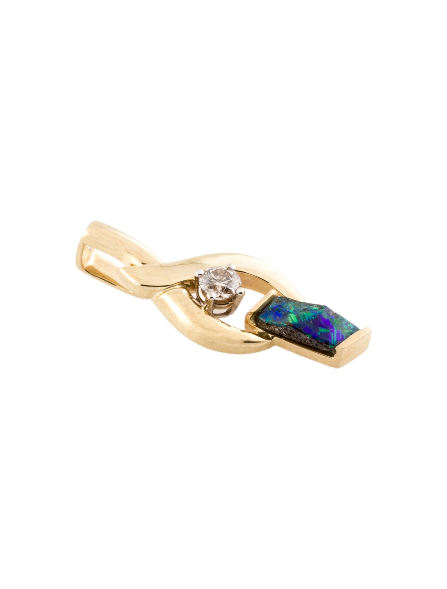 Pendant 14K Bolder Opal & Diamond