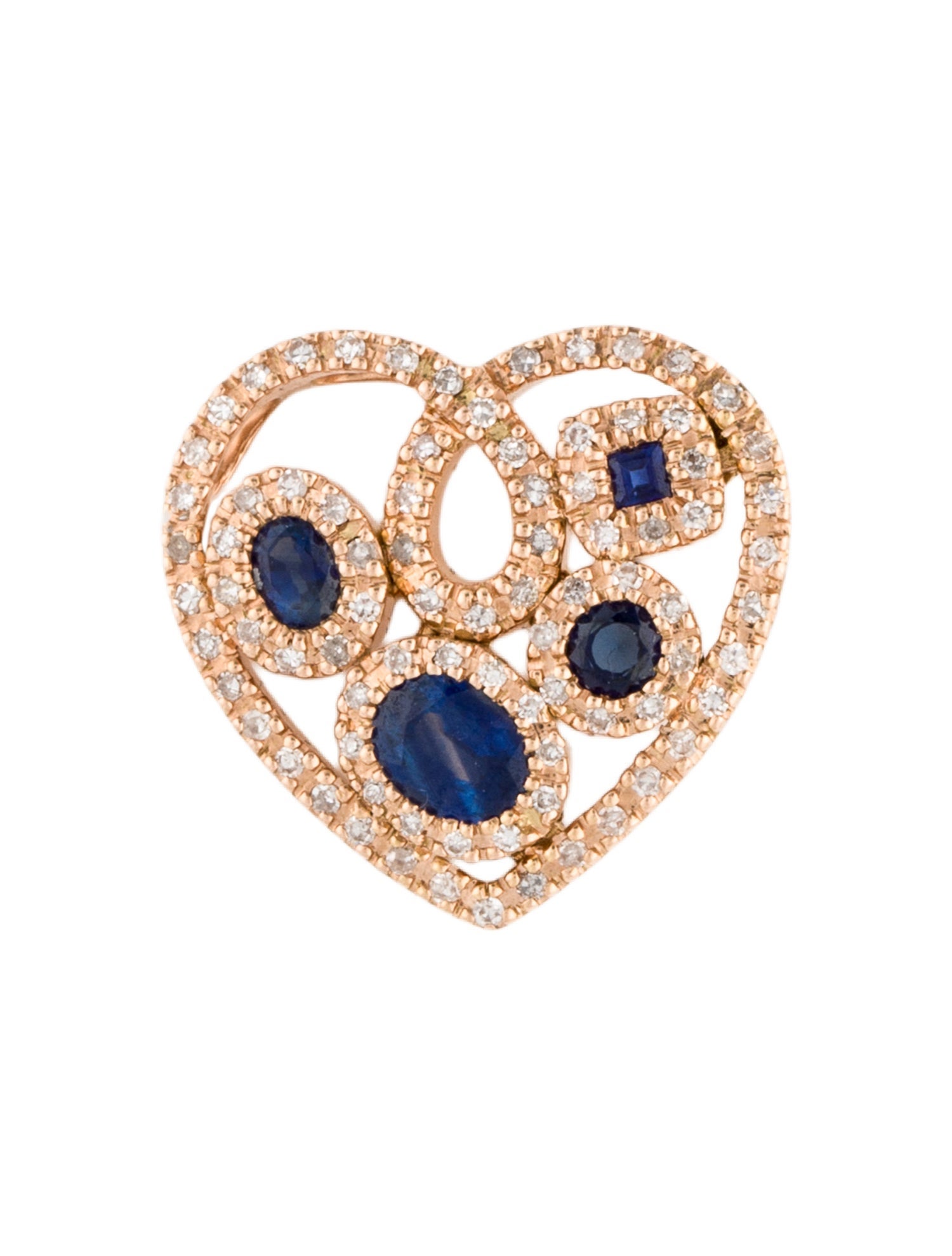 Pendant 14K Sapphire & Diamond Heart