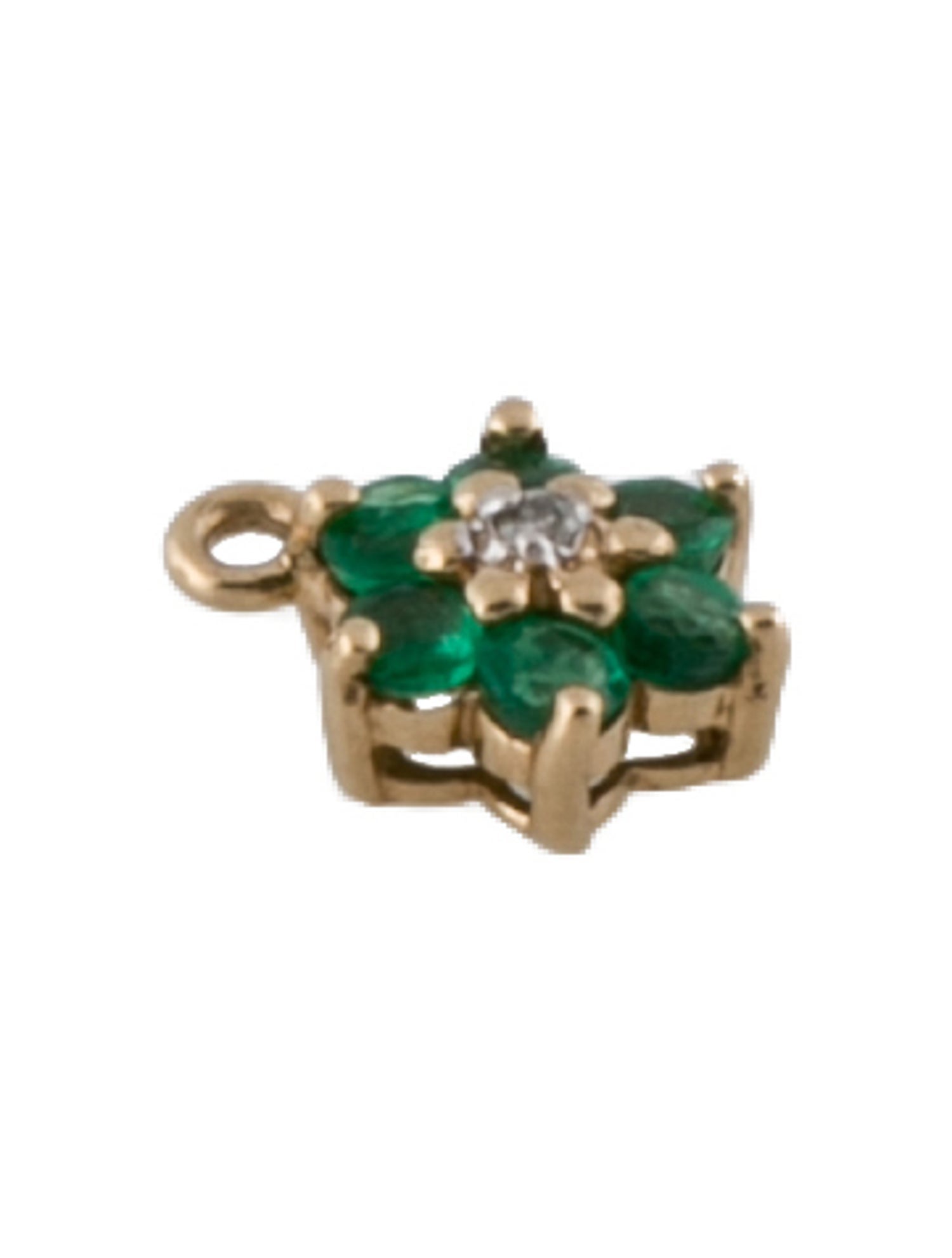 Pendant 10K Emerald & Diamond Flower Charm