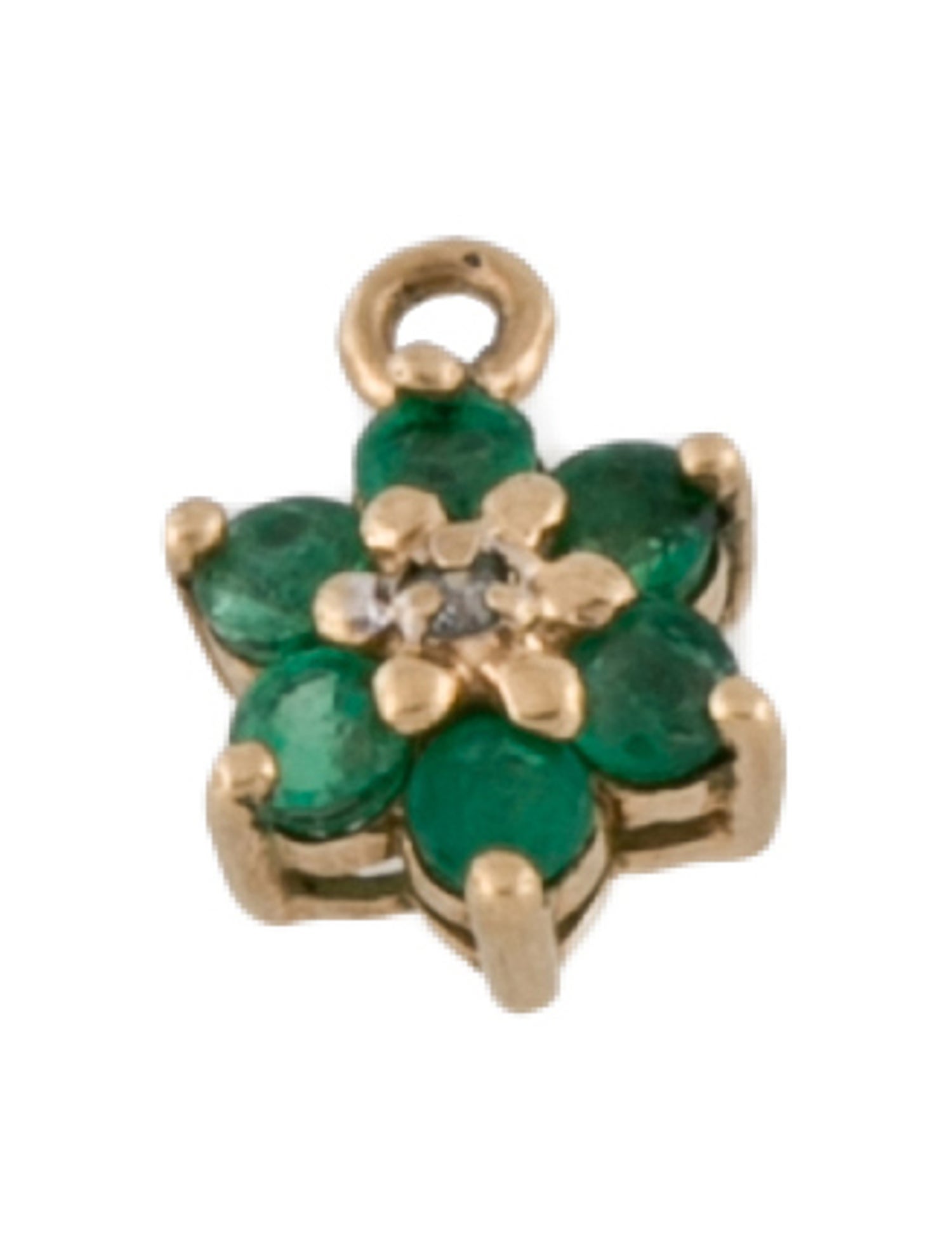 Pendant 10K Emerald & Diamond Flower Charm
