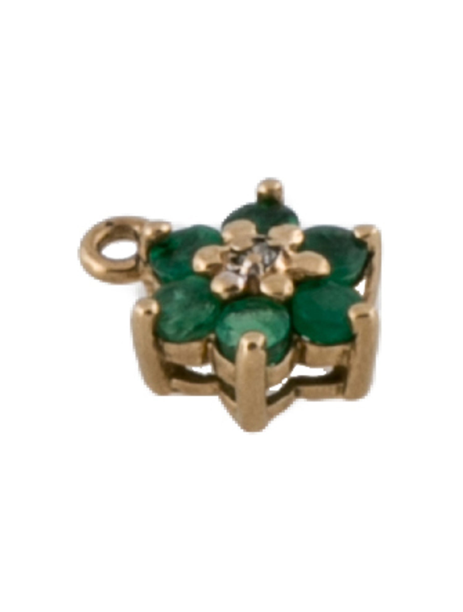 Pendant 10K Emerald & Diamond Flower Charm