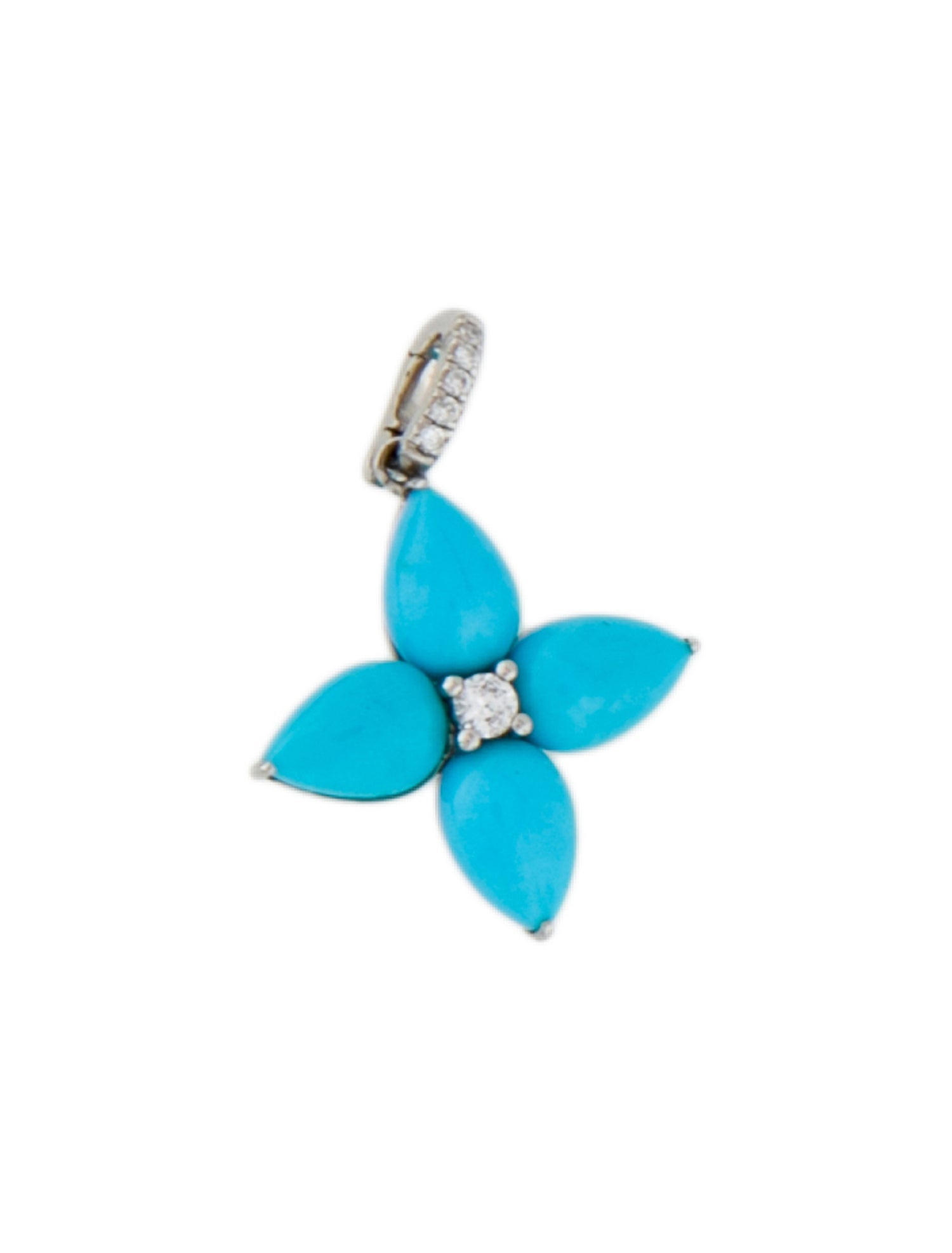 Pendant 1.70ctw Turquoise & Diamond Flower