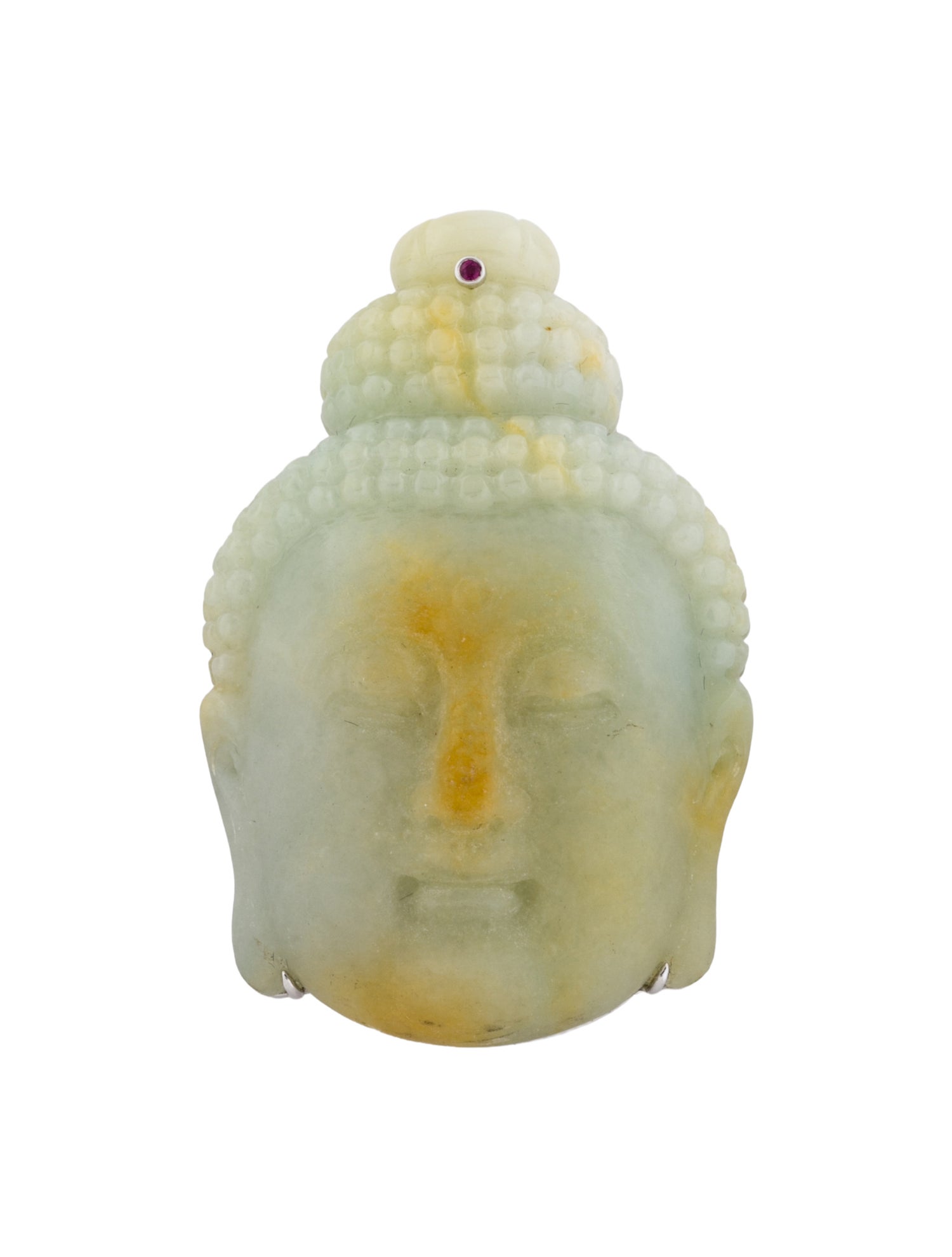 Pendant 14K Jadeite & Ruby Buddha